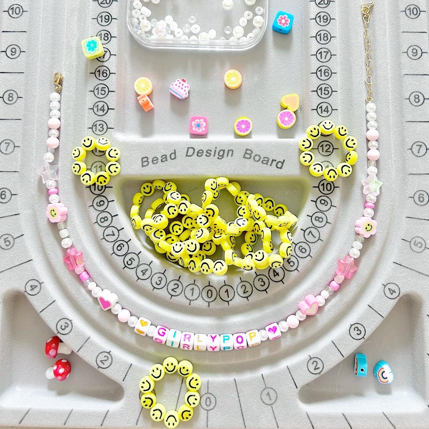 Smiley Face Stretchy Bead Ring