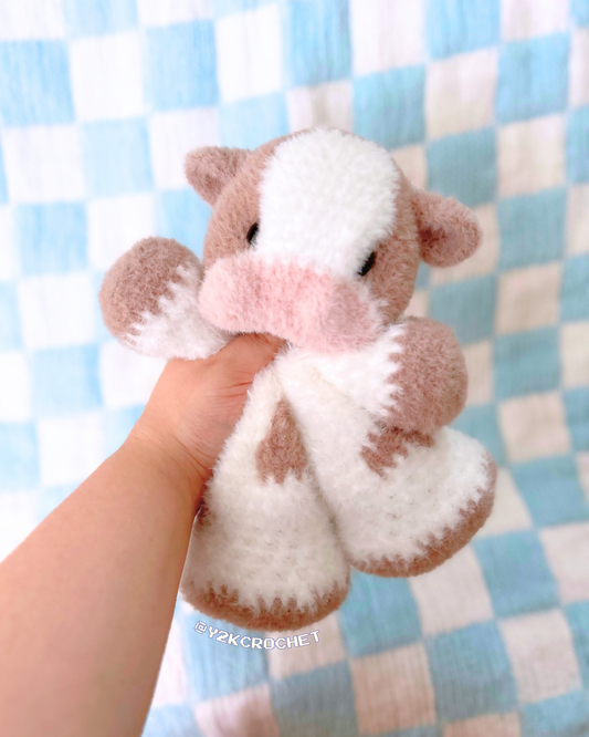 Lucy the Crochet Cow - Handmade Fluffy Big Cow Plushie