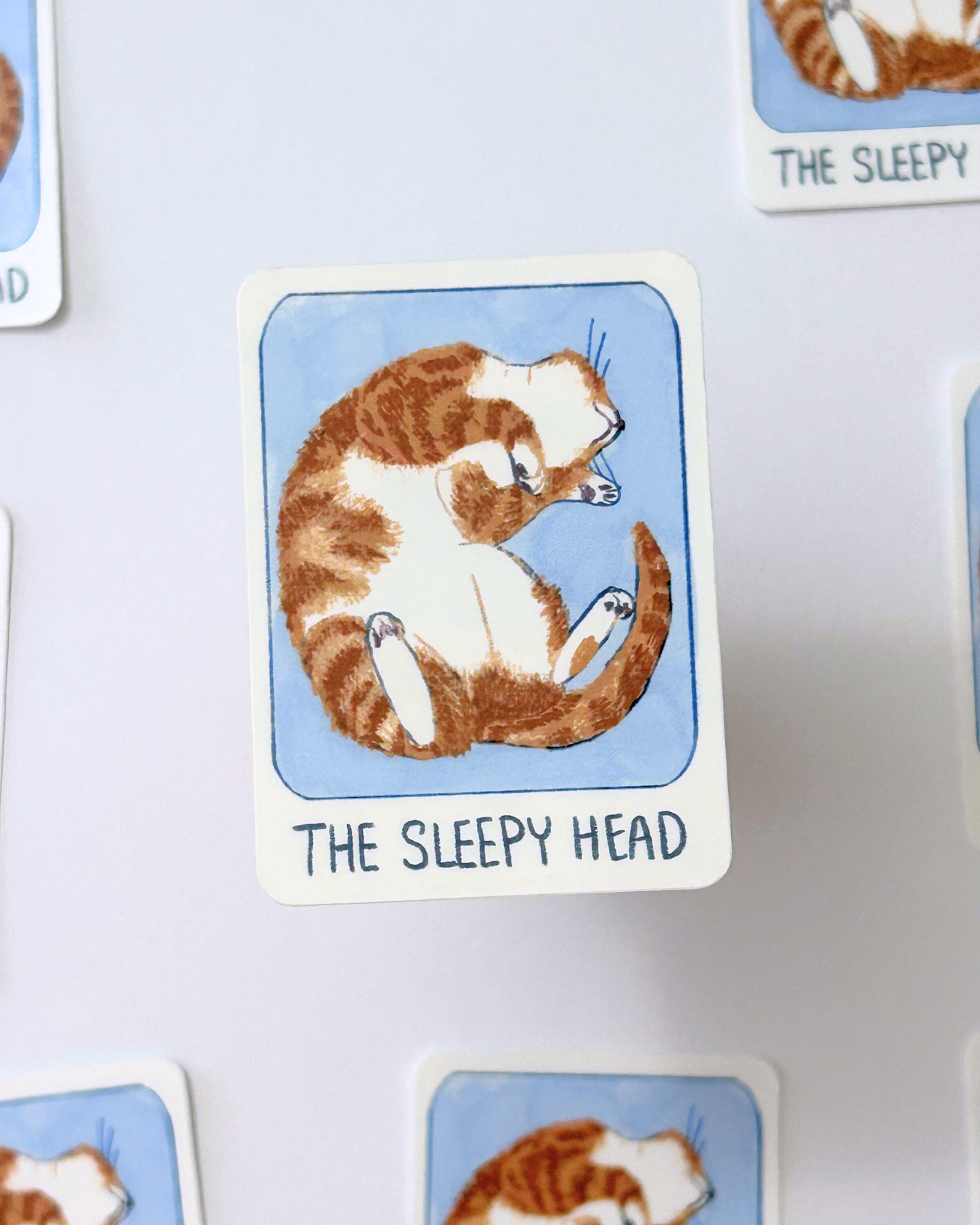 The Sleepy Head Tarot Card - Witchy Cat Sticker