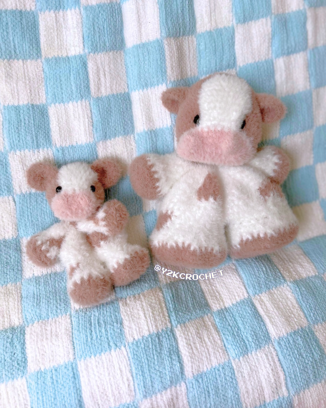 Lucy the Crochet Cow - Handmade Fluffy Big Cow Plushie