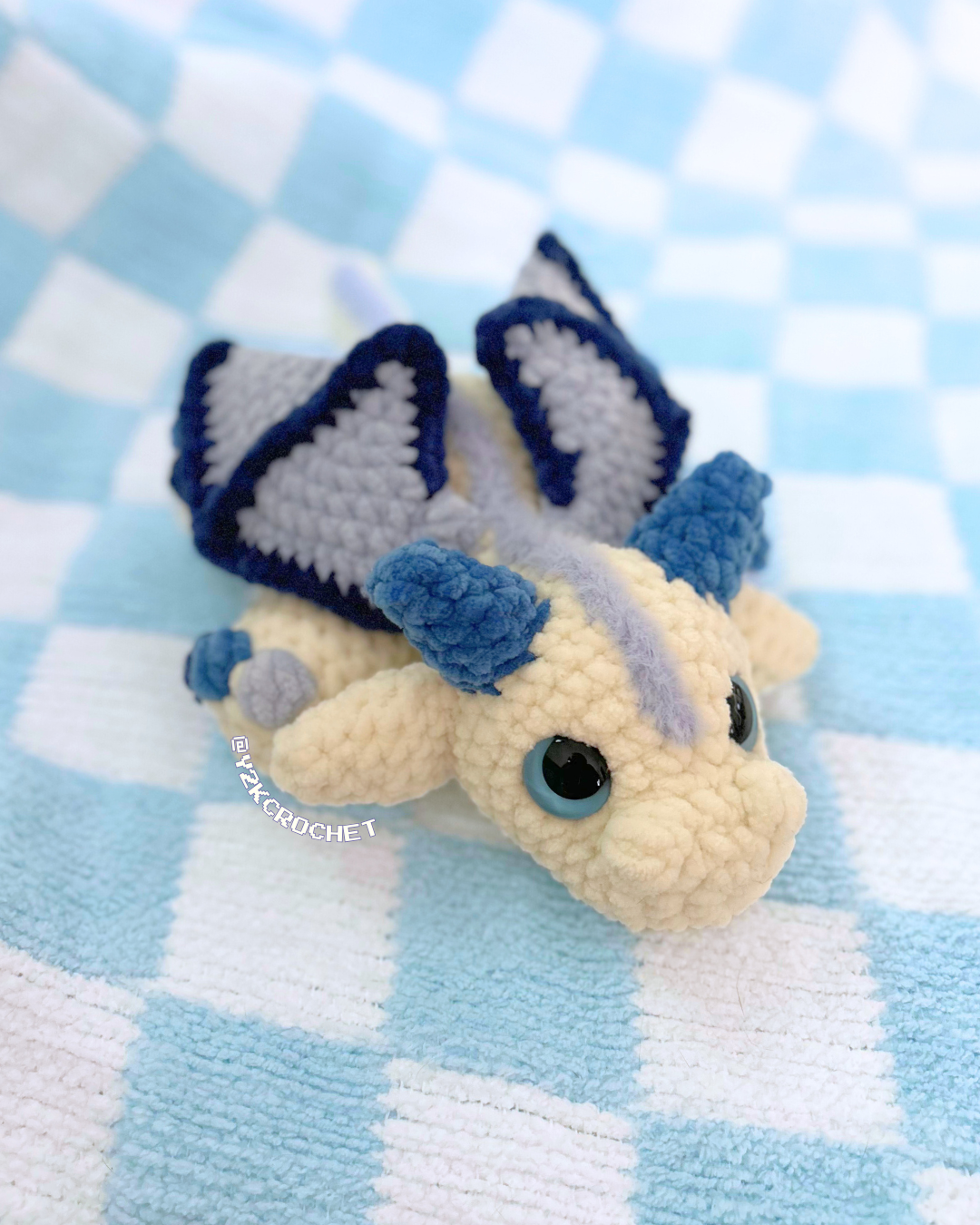 Azure the Blue Dragon Plush - Handmade Crochet Dragon Plushie
