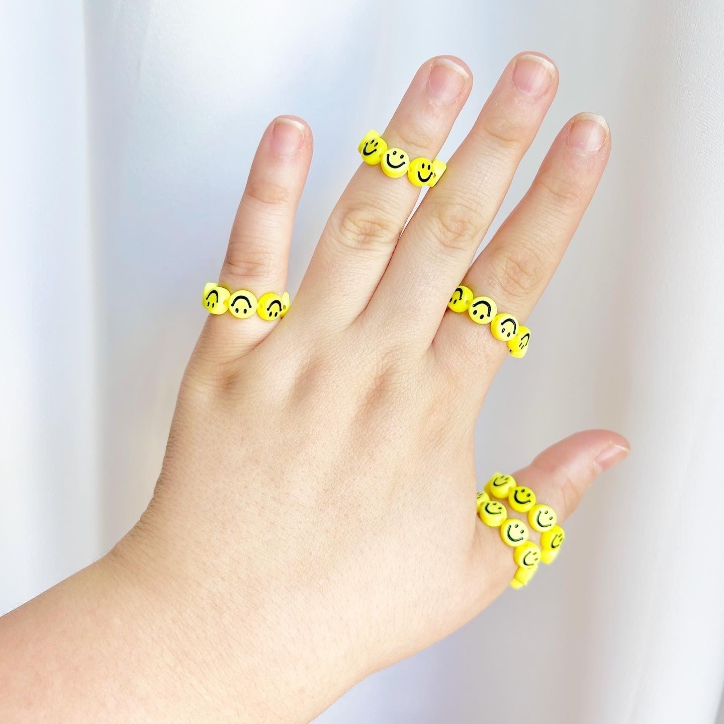 Smiley Face Stretchy Bead Ring