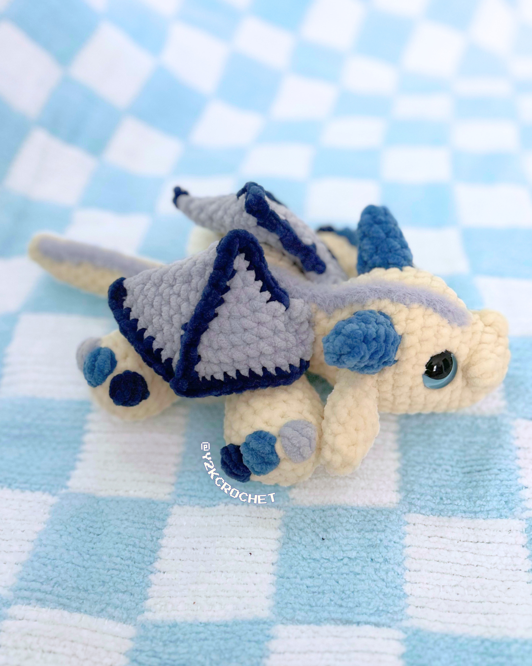 Azure the Blue Dragon Plush - Handmade Crochet Dragon Plushie