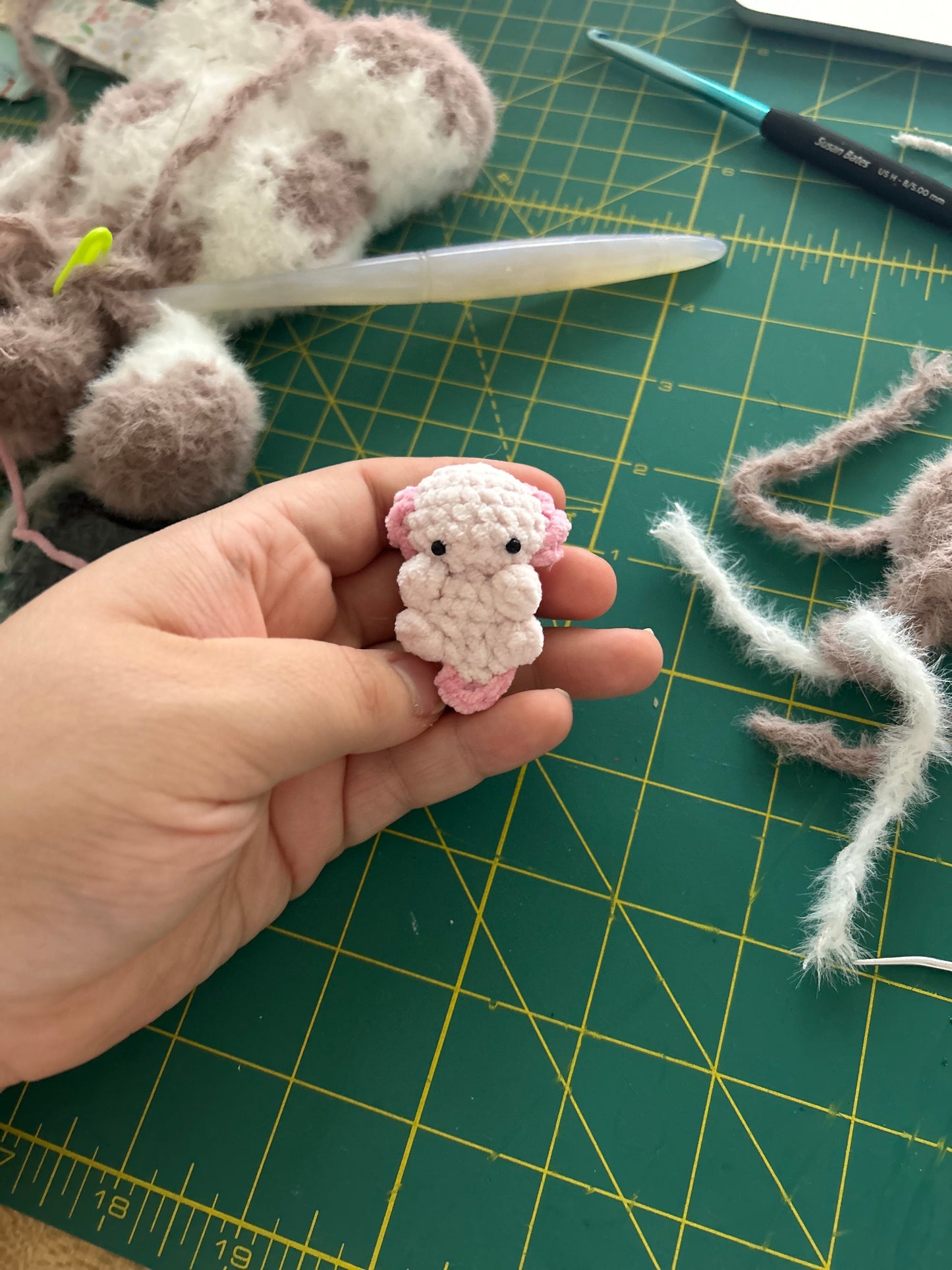 Crochet Axolotl Plushie Bag & Phone Charm