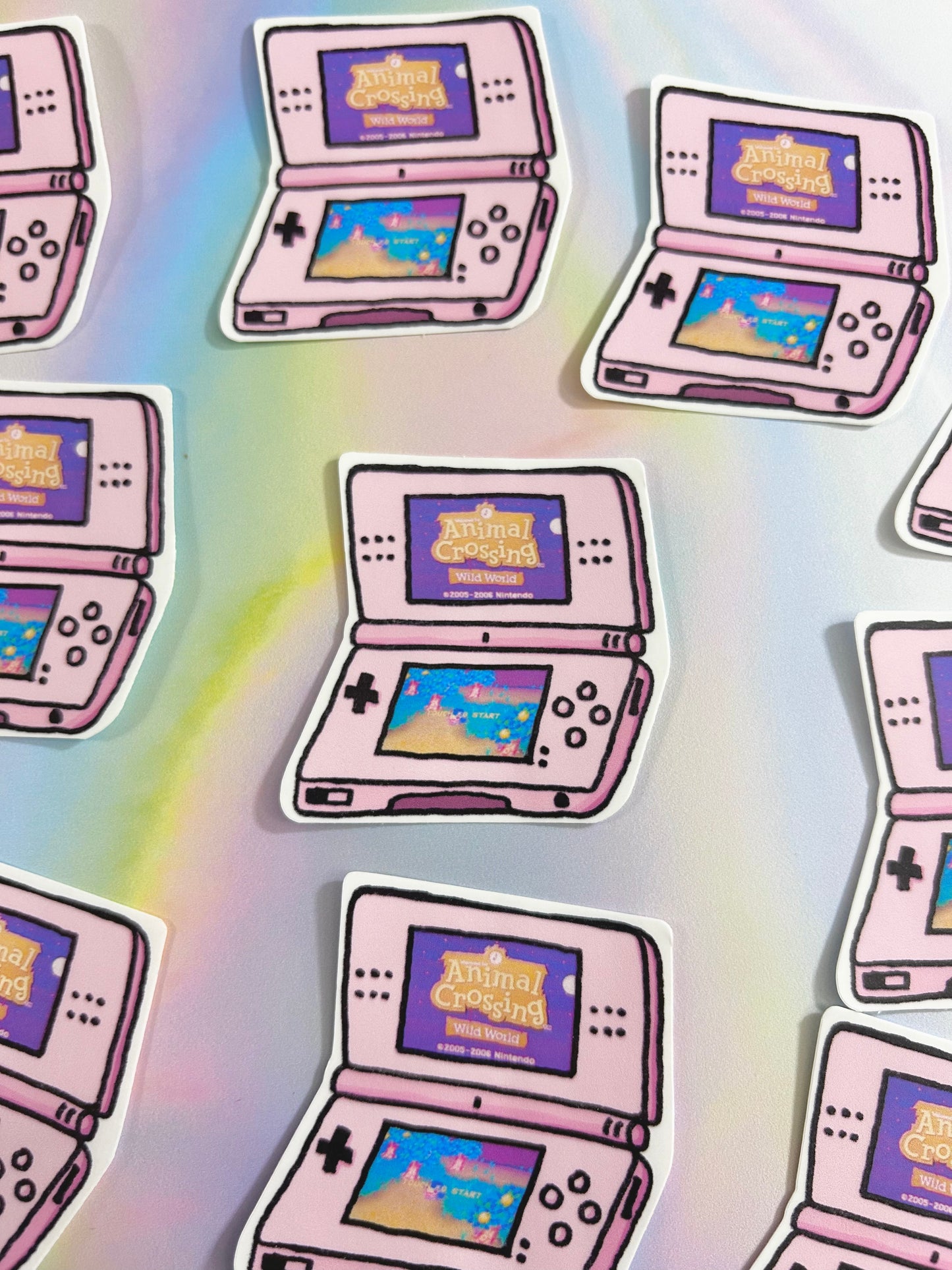 Pink Nintendo DS Lite Sticker - Animal Crossing Wild World Sticker