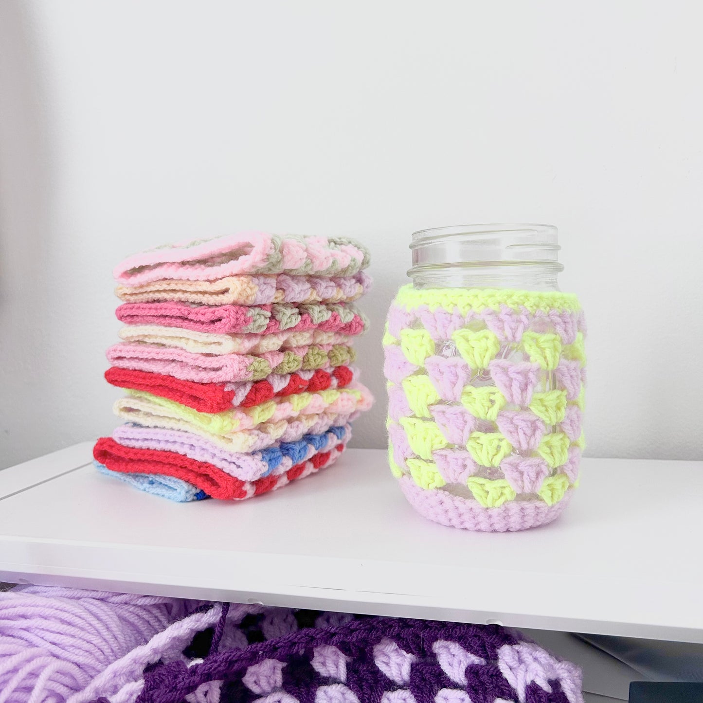 Crochet Iced Coffee Koozie (Black + Ballet Pink)