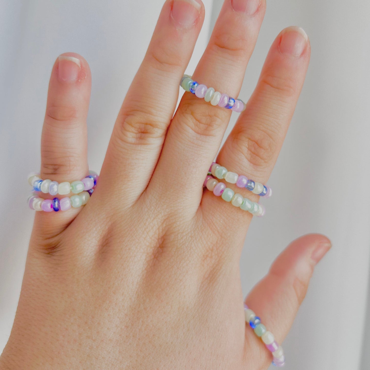 "Beach Glass" Stretchy Bead Ring