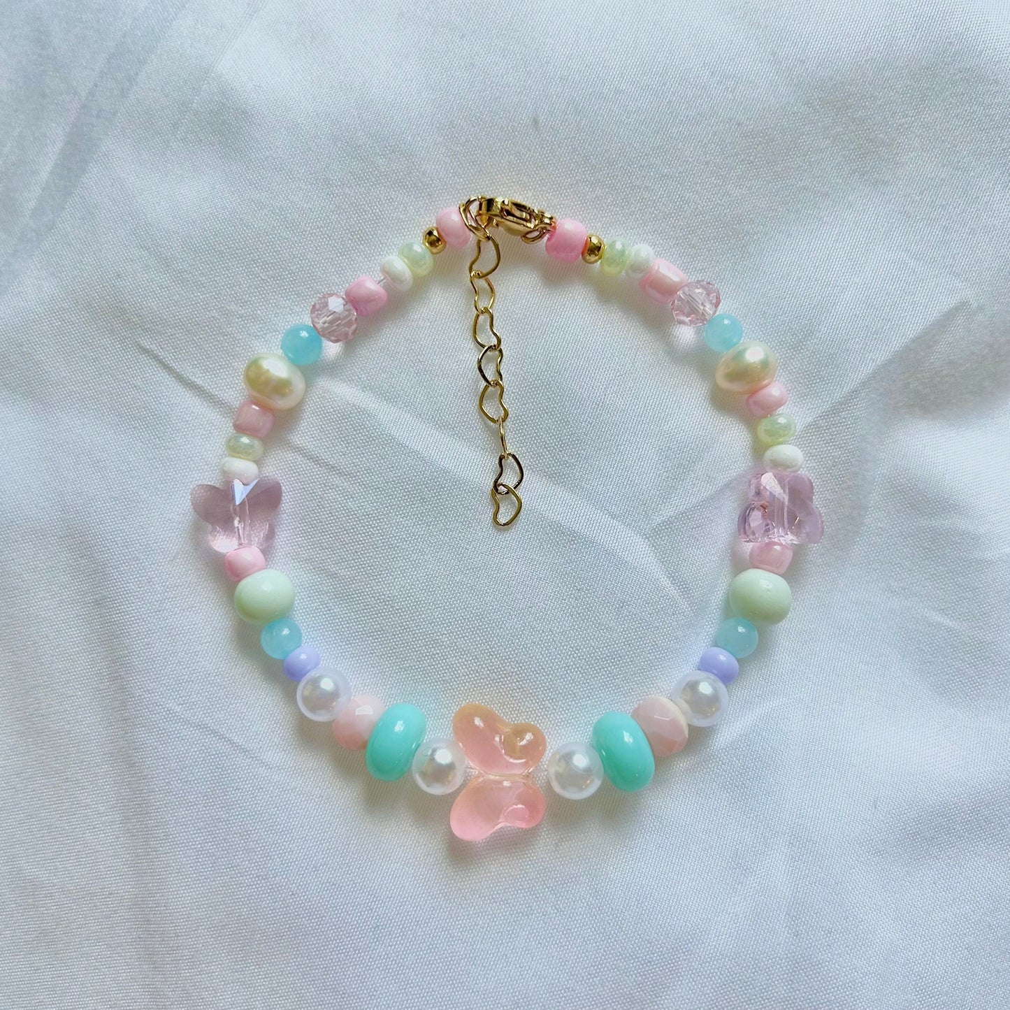 Candy Glass Butterfly Beaded Bracelet