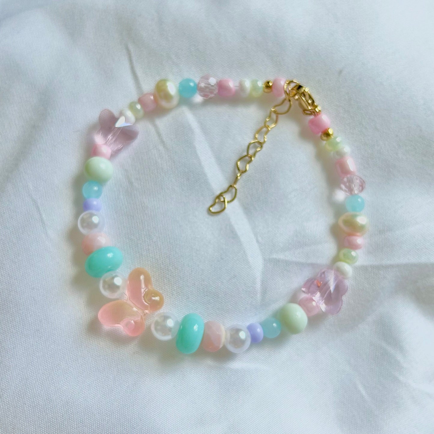 Candy Glass Butterfly Beaded Bracelet
