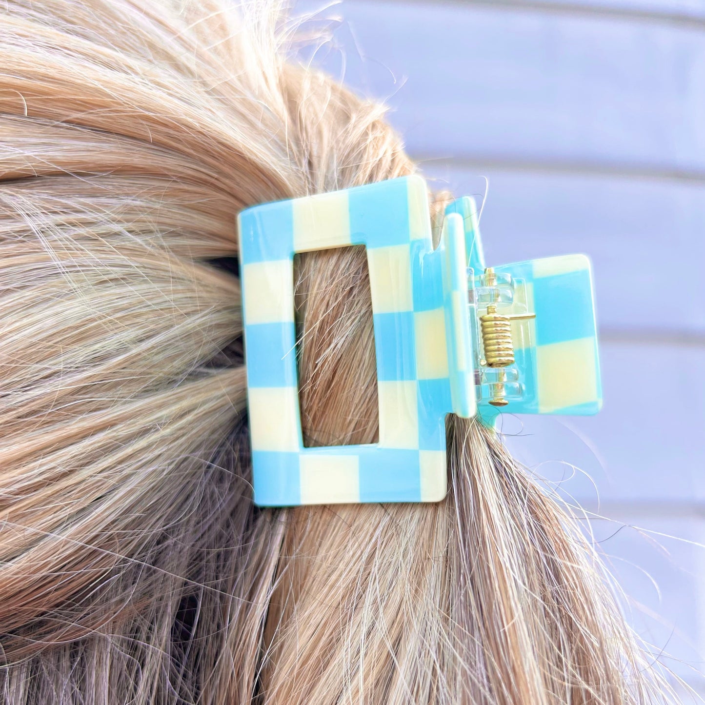 Small Brown Checkered Claw Clips