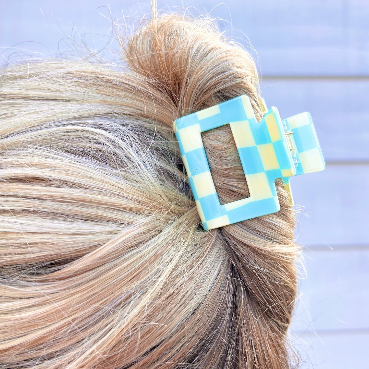 Small Purple Checkered Claw Clips
