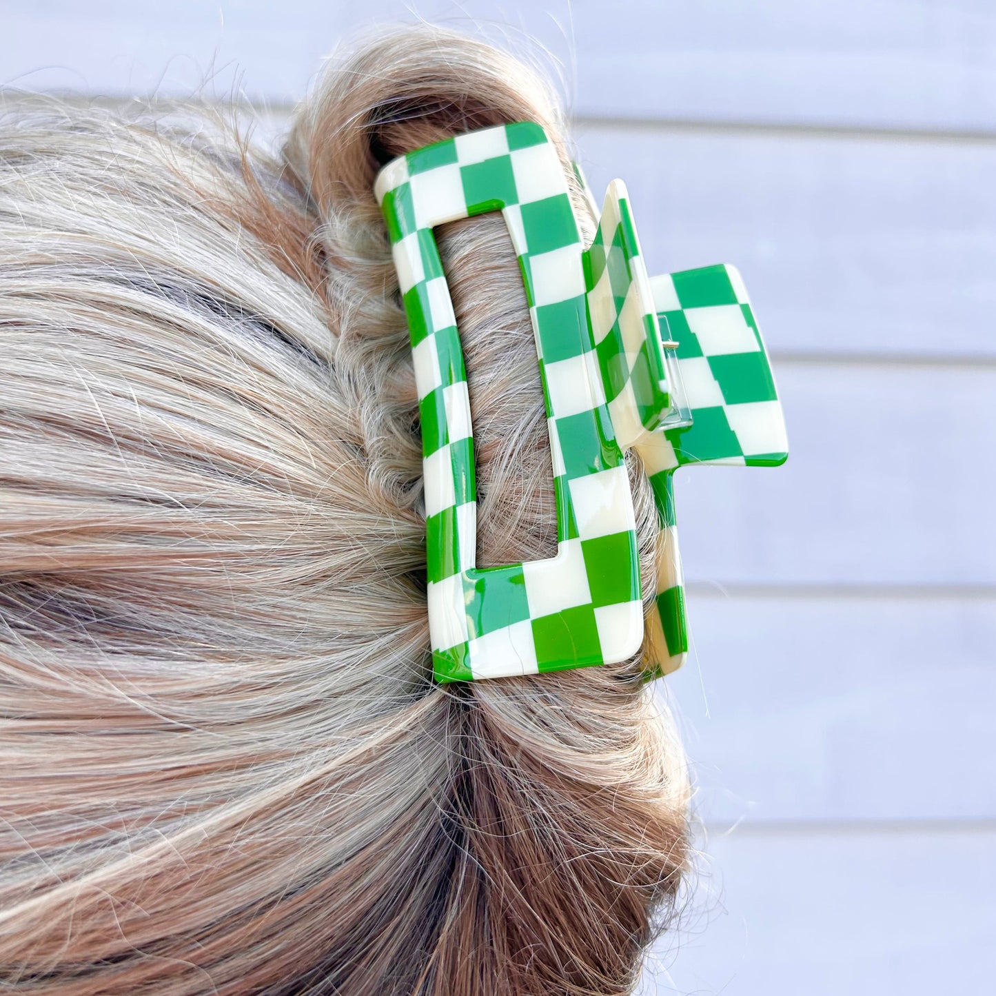Large Purple Checkered Claw Clips
