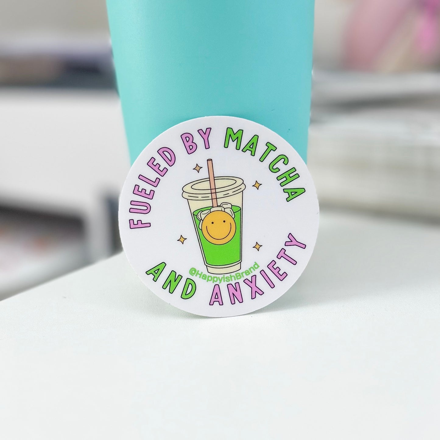 Fueled by Matcha & Anxiety - Preppy Bumper Sticker