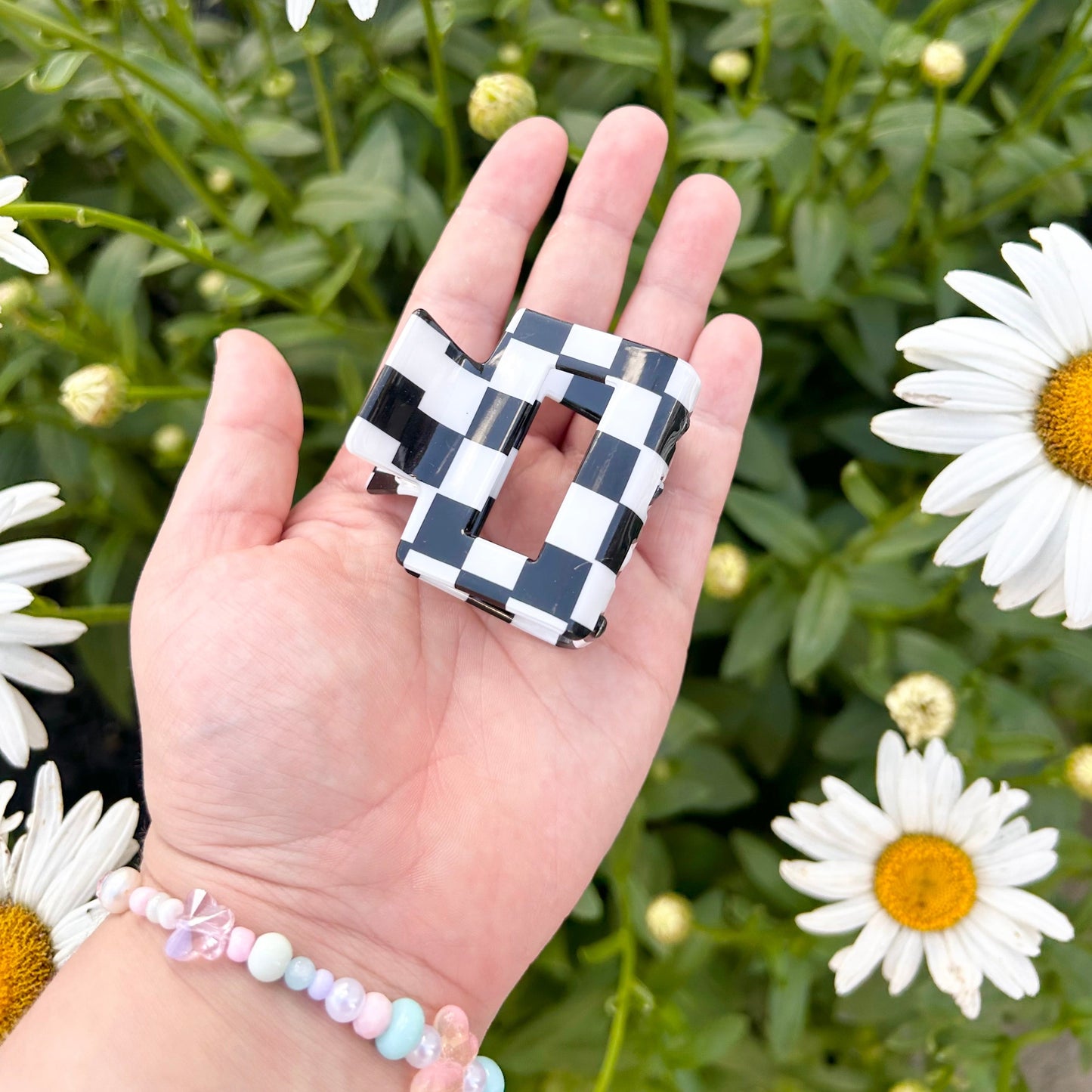 Small Black Checkered Claw Clips