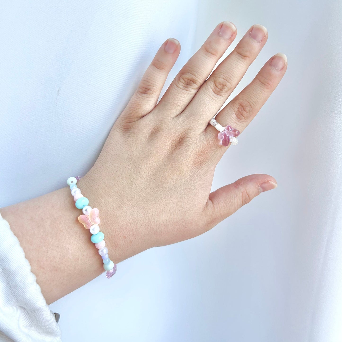 Candy Glass Butterfly Beaded Bracelet