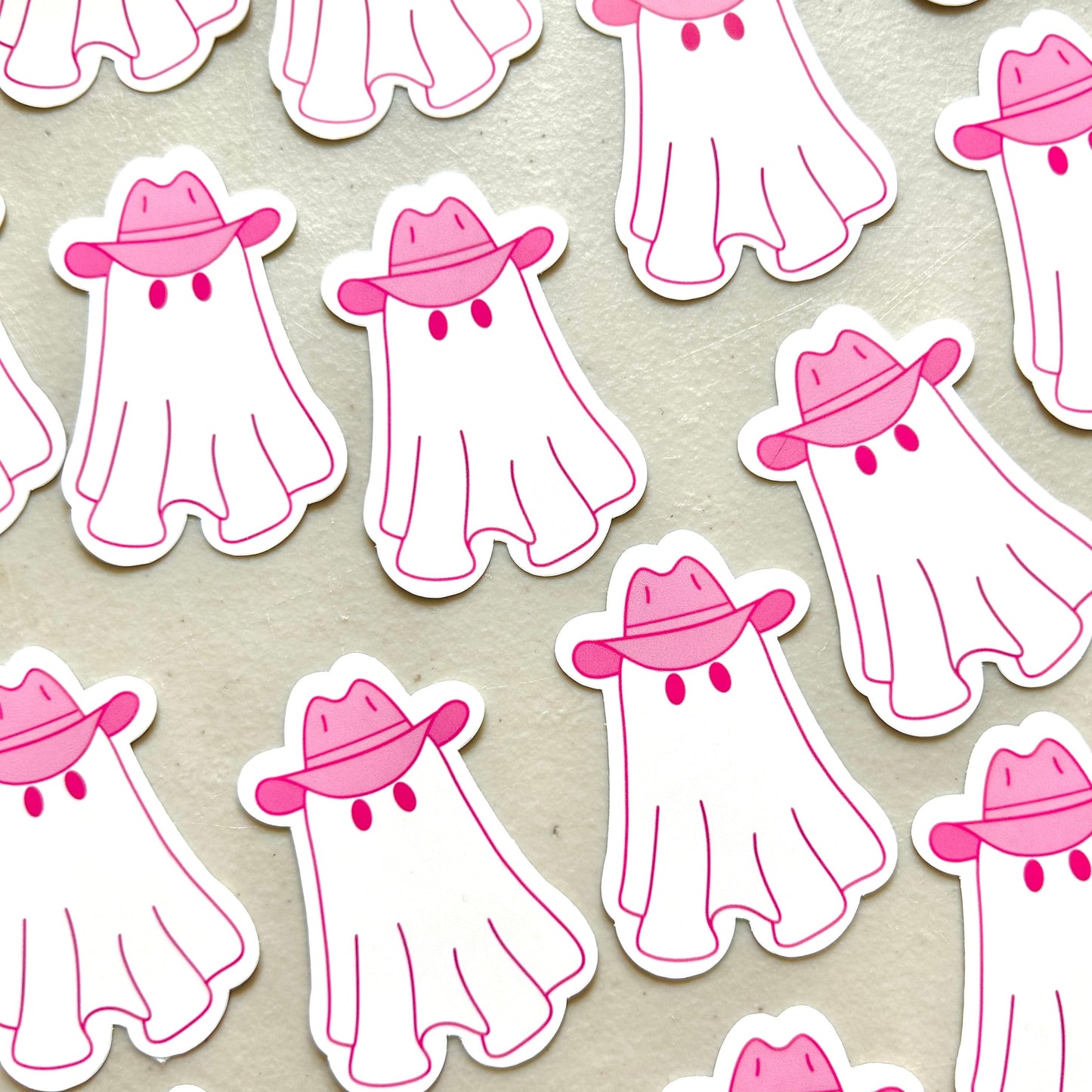 Pink Cowboy Ghost Halloween Sticker