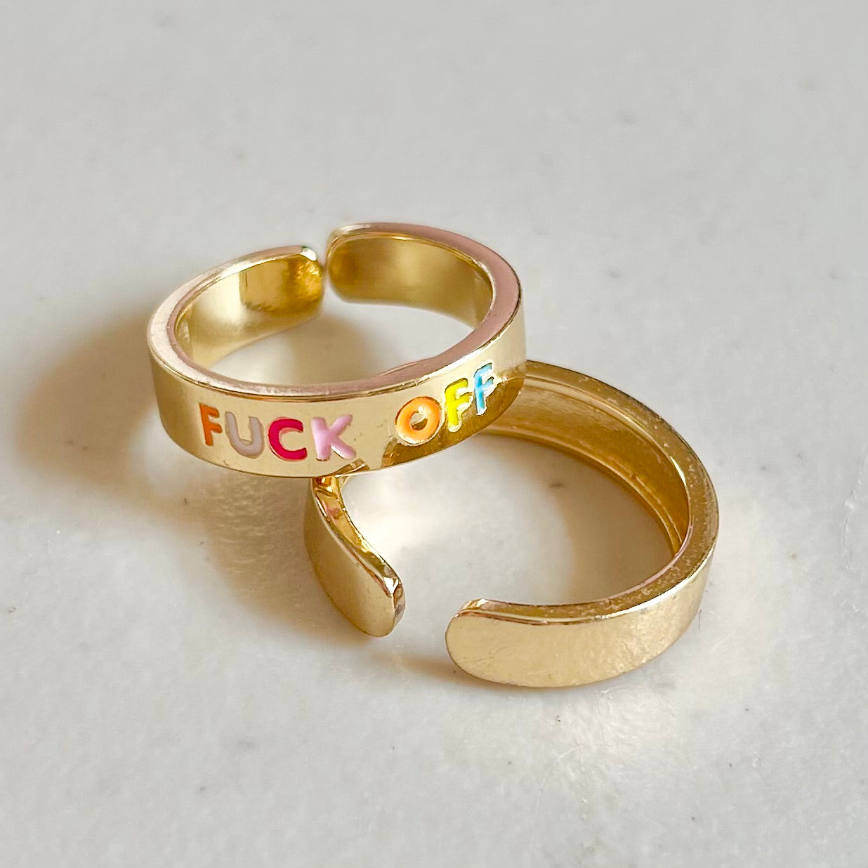 Fuck Off Adjustable Gold Ring
