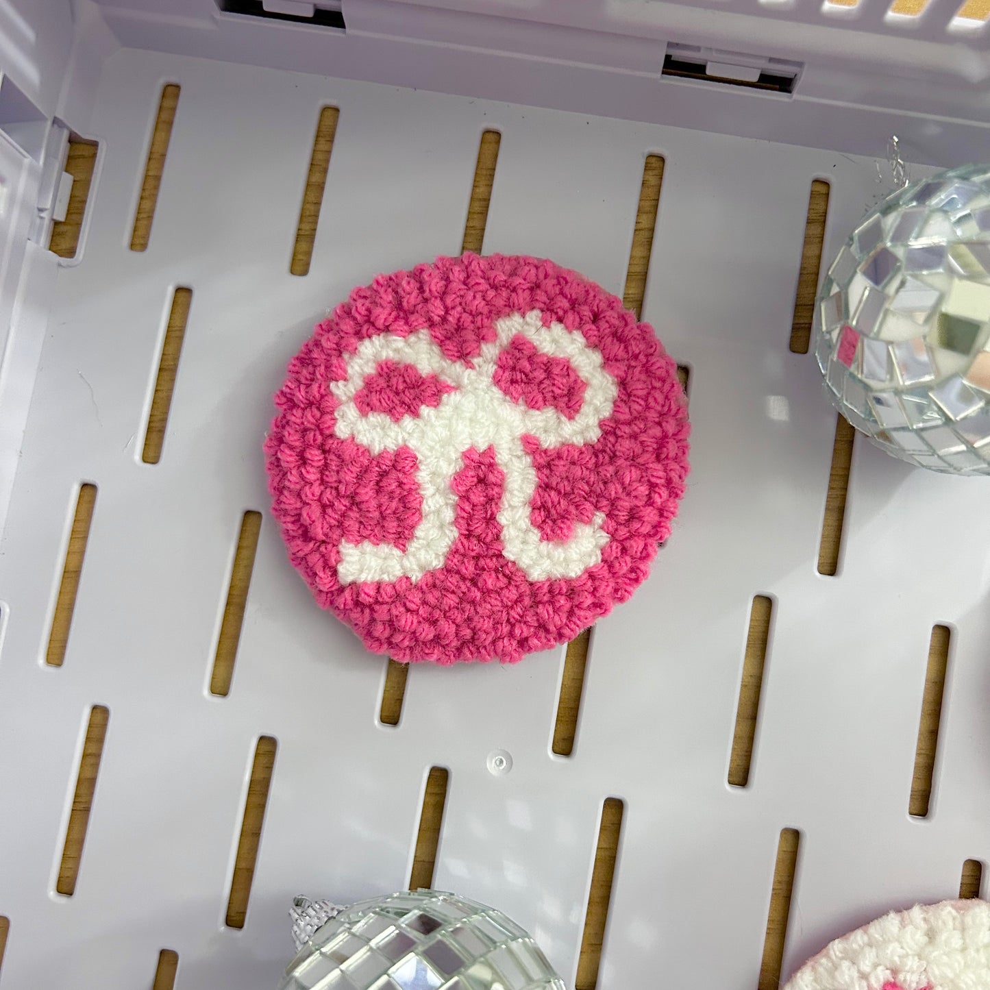 Coquette Bow | Tufted Car Coaster