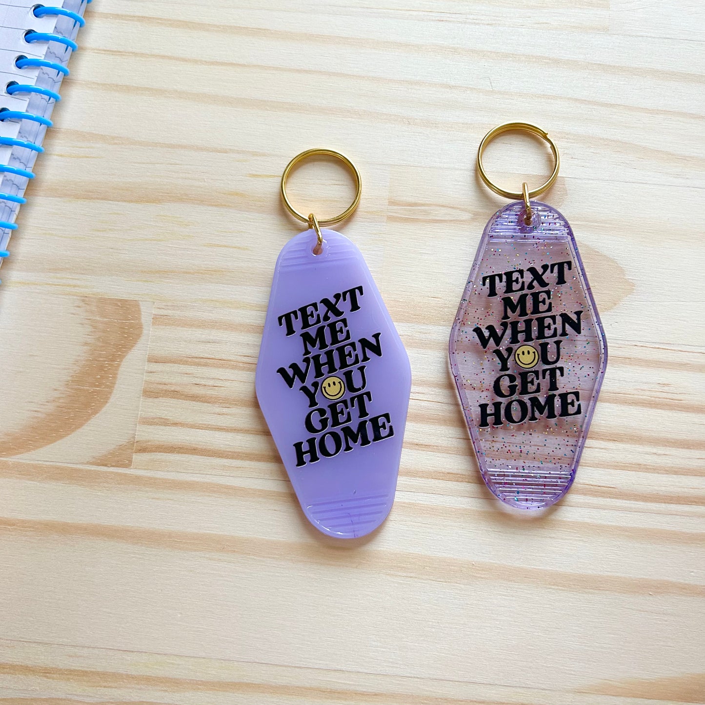 Text Me When You Get Home - Cute Motel Keychain
