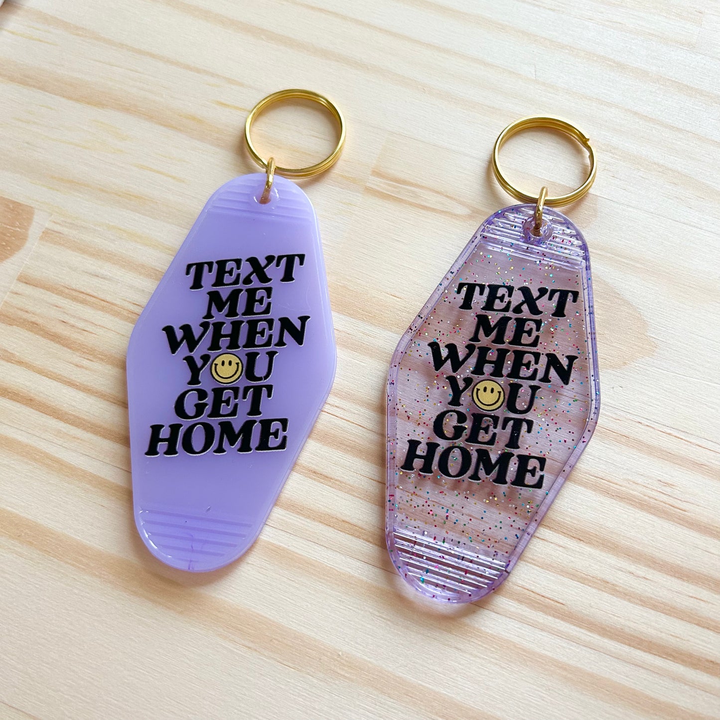 Text Me When You Get Home - Cute Motel Keychain