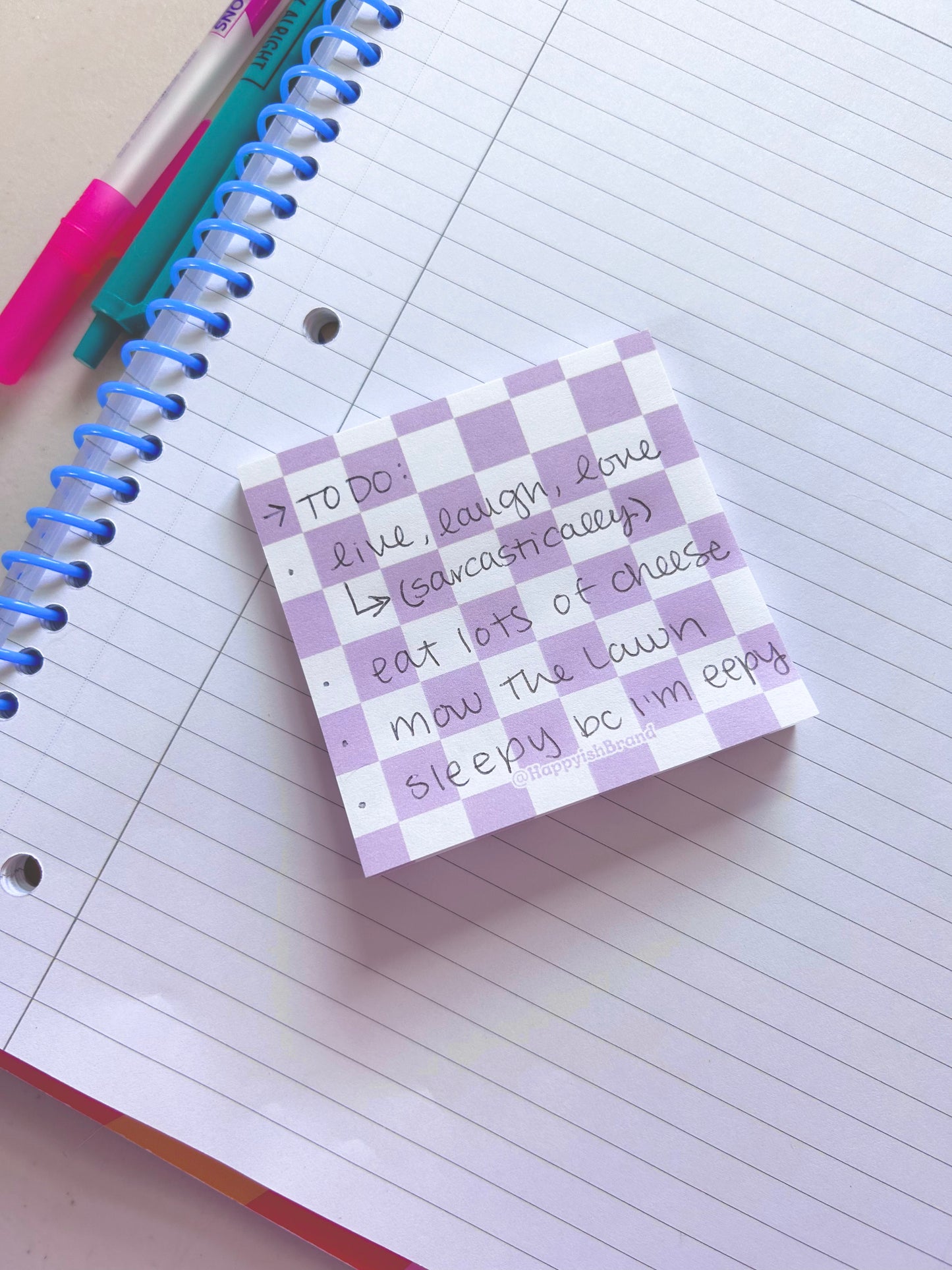 Checkered Purple & Green - Sticky Notes