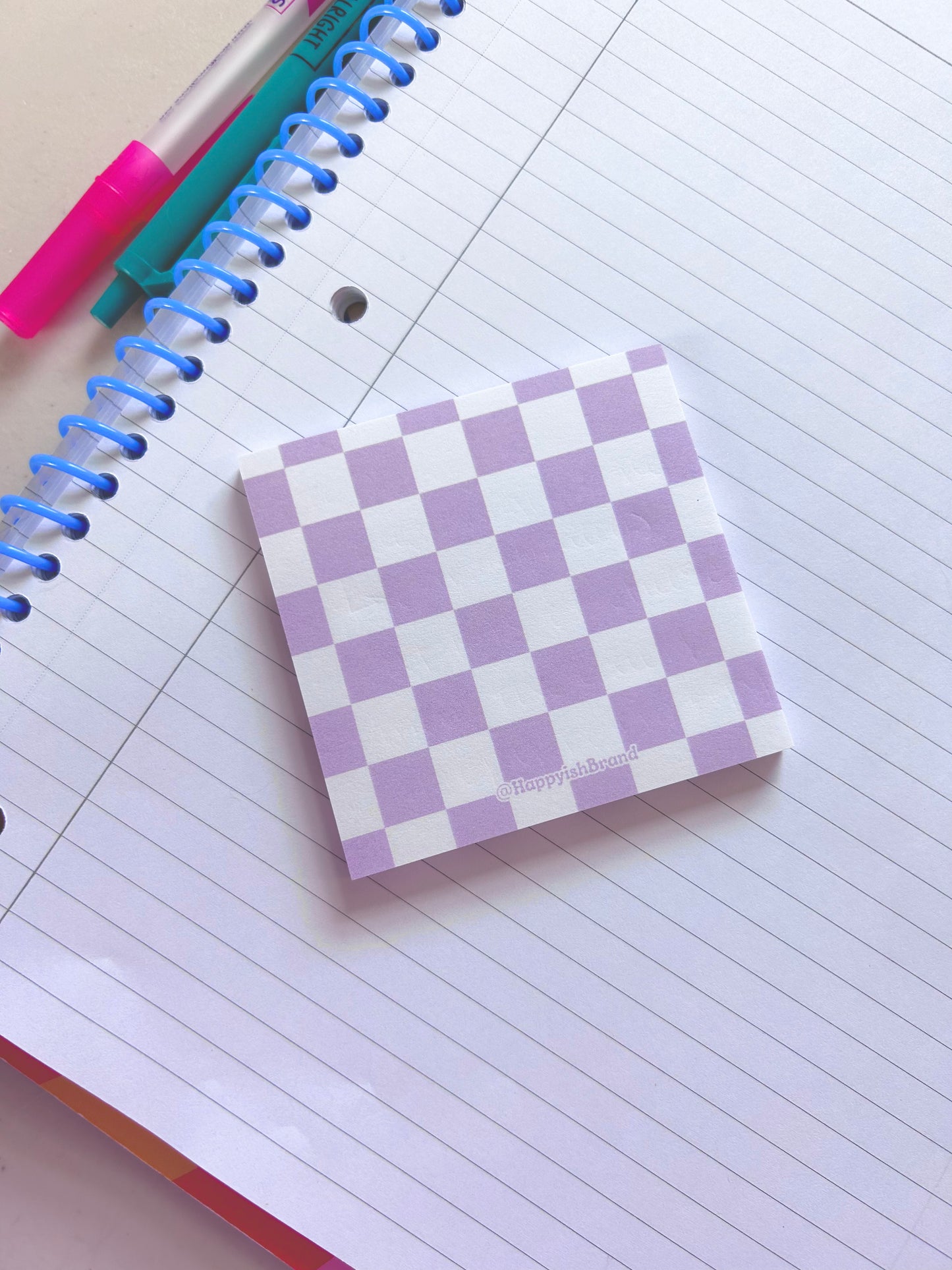 Checkered Purple & Green - Sticky Notes