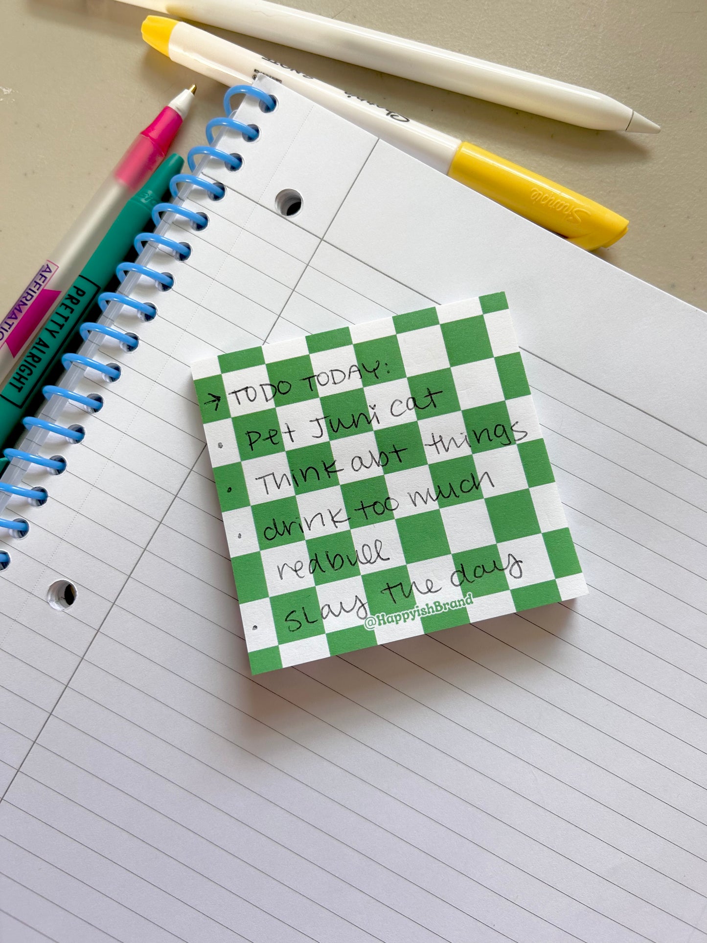 Checkered Purple & Green - Sticky Notes