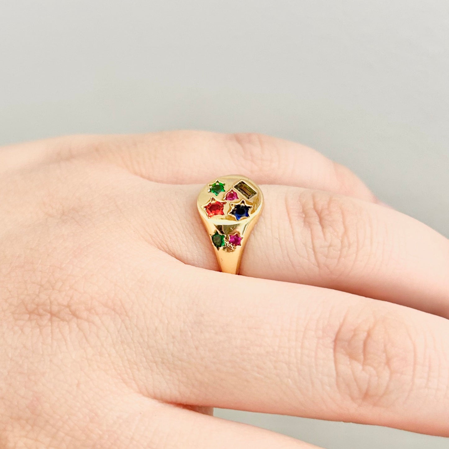 Adjustable CZ Mosaic Ring