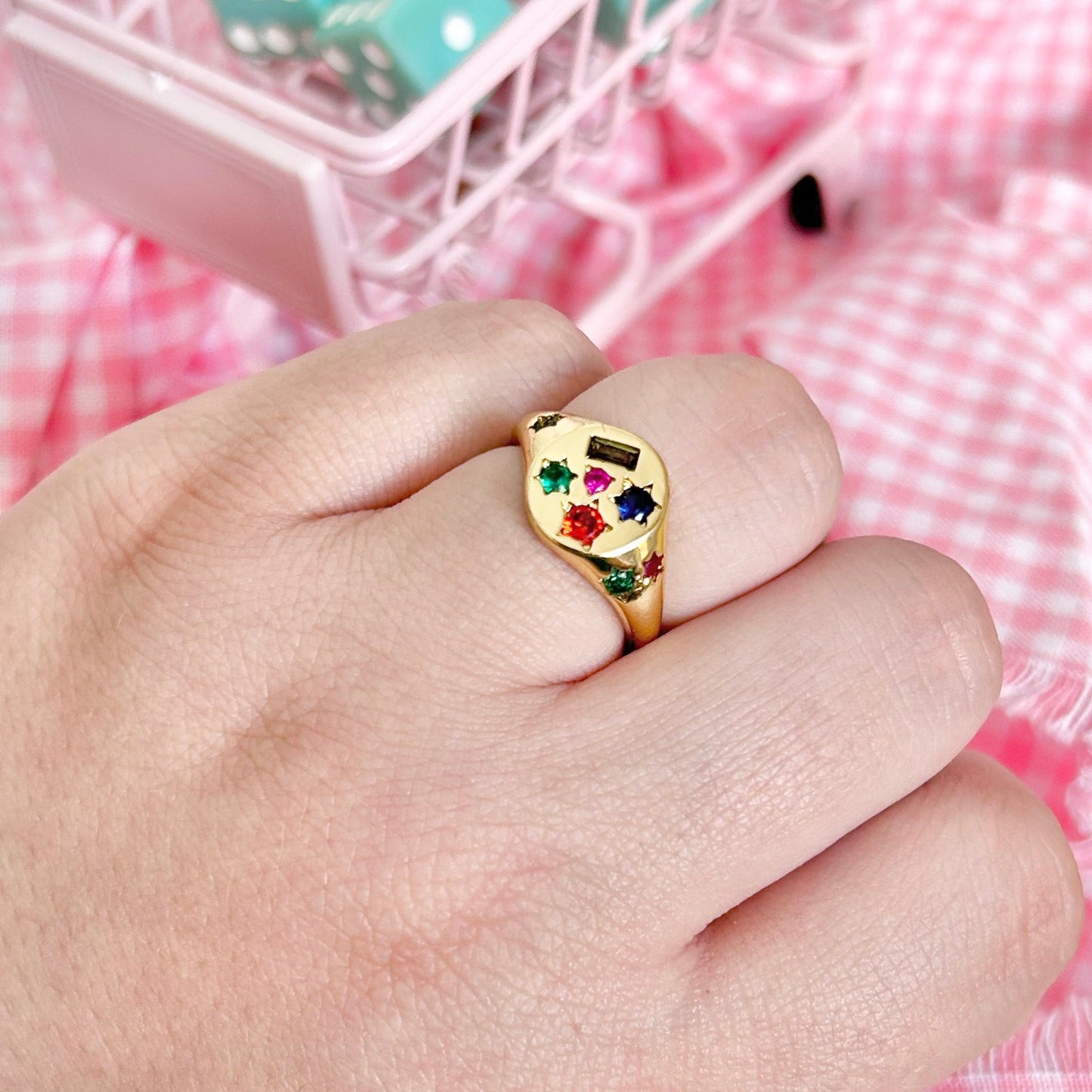 Adjustable CZ Mosaic Ring
