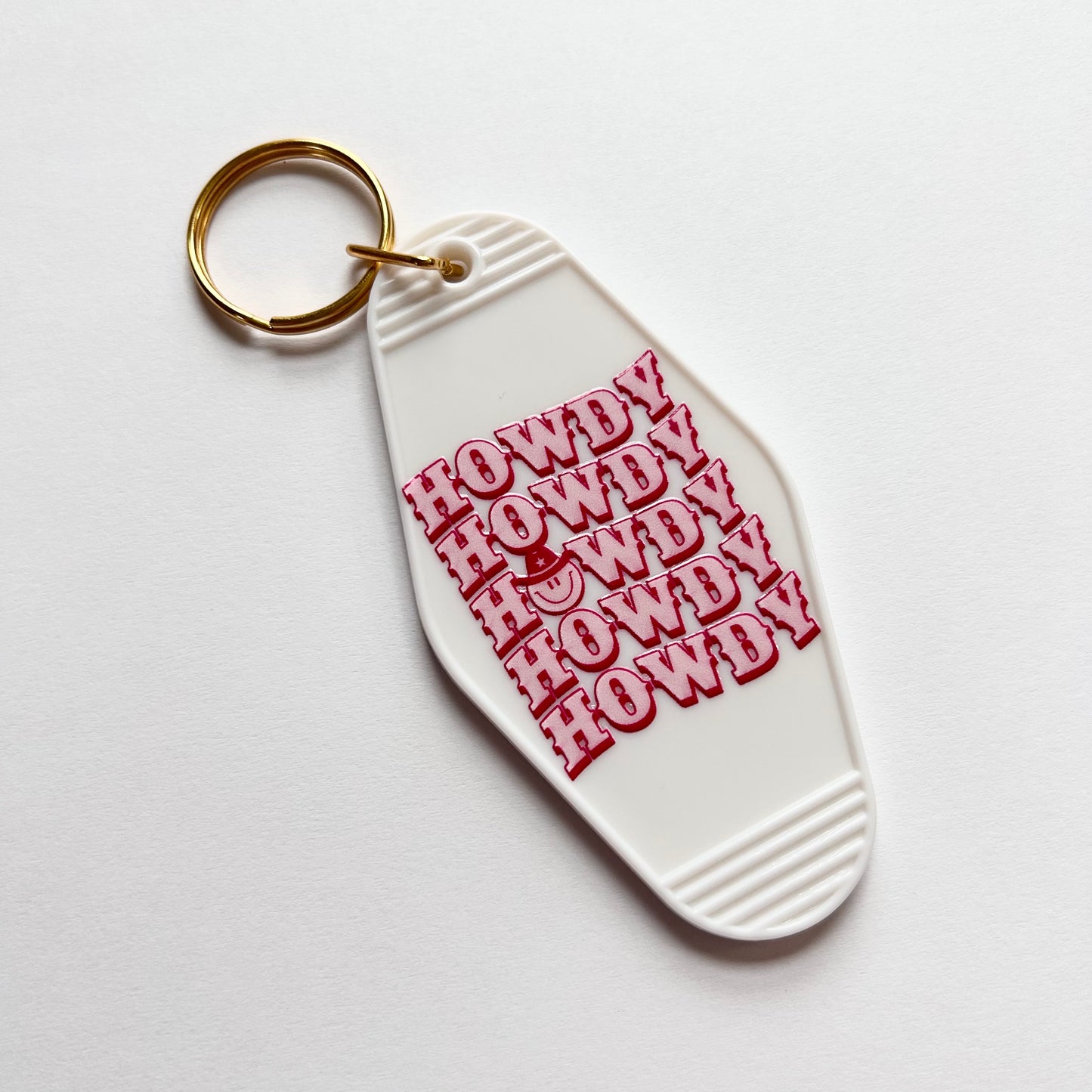 Howdy - Cute Pink Cowgirl Motel Keychain