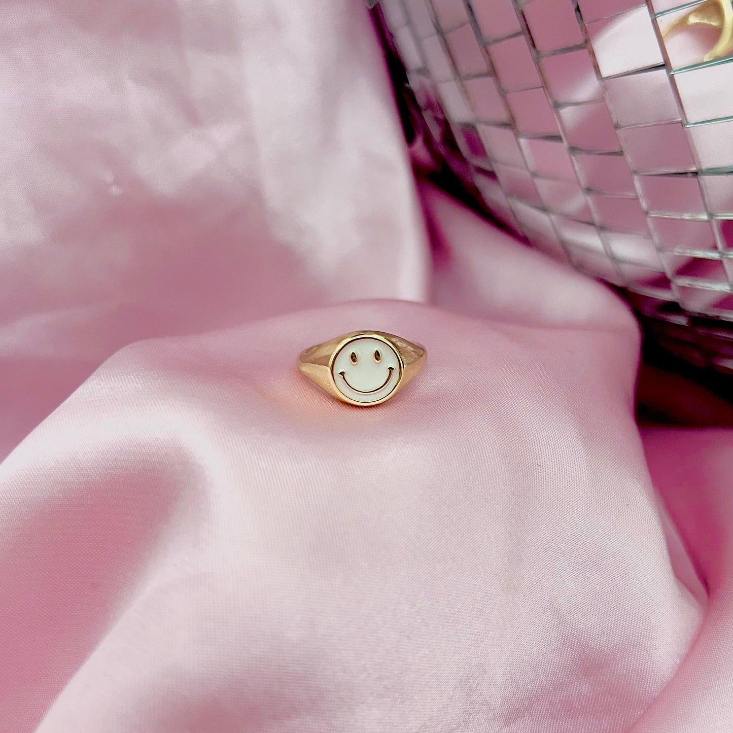 White Smiley Face Ring