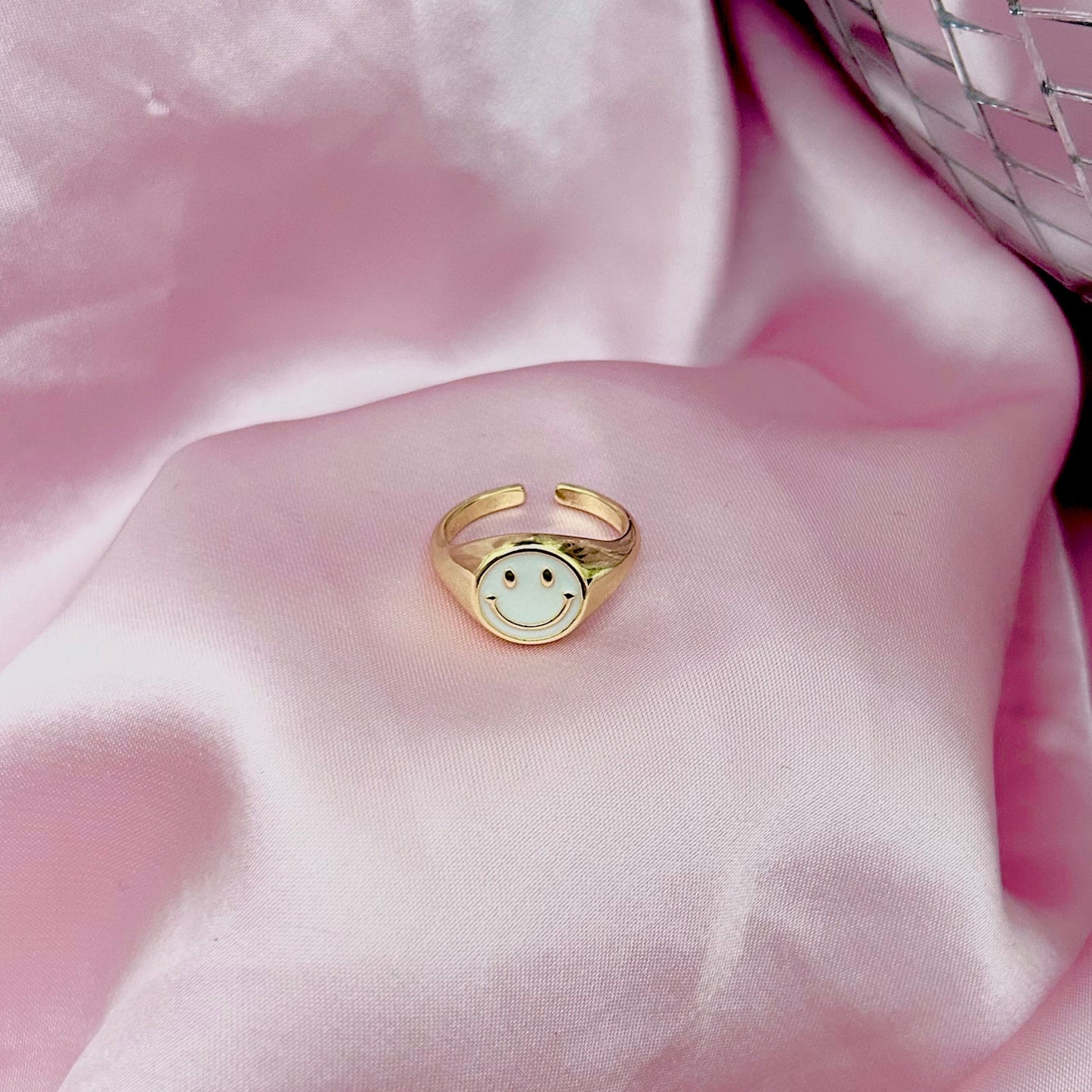 White Smiley Face Ring