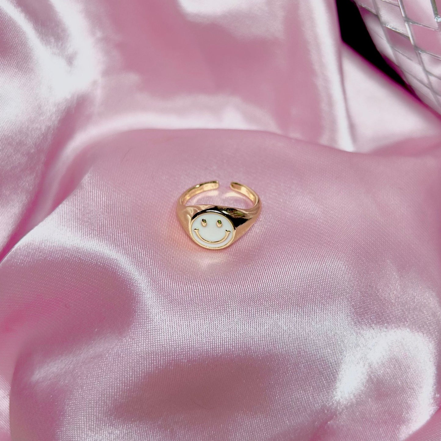 White Smiley Face Ring