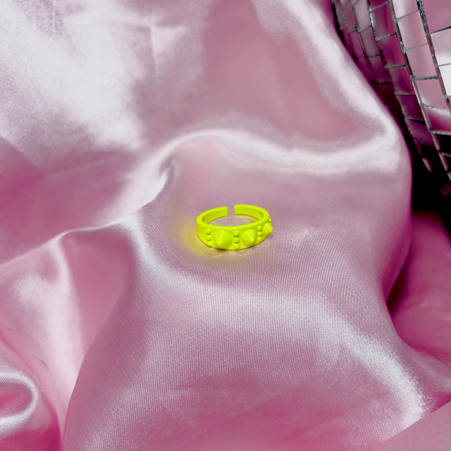 Neon Green Studded Ring