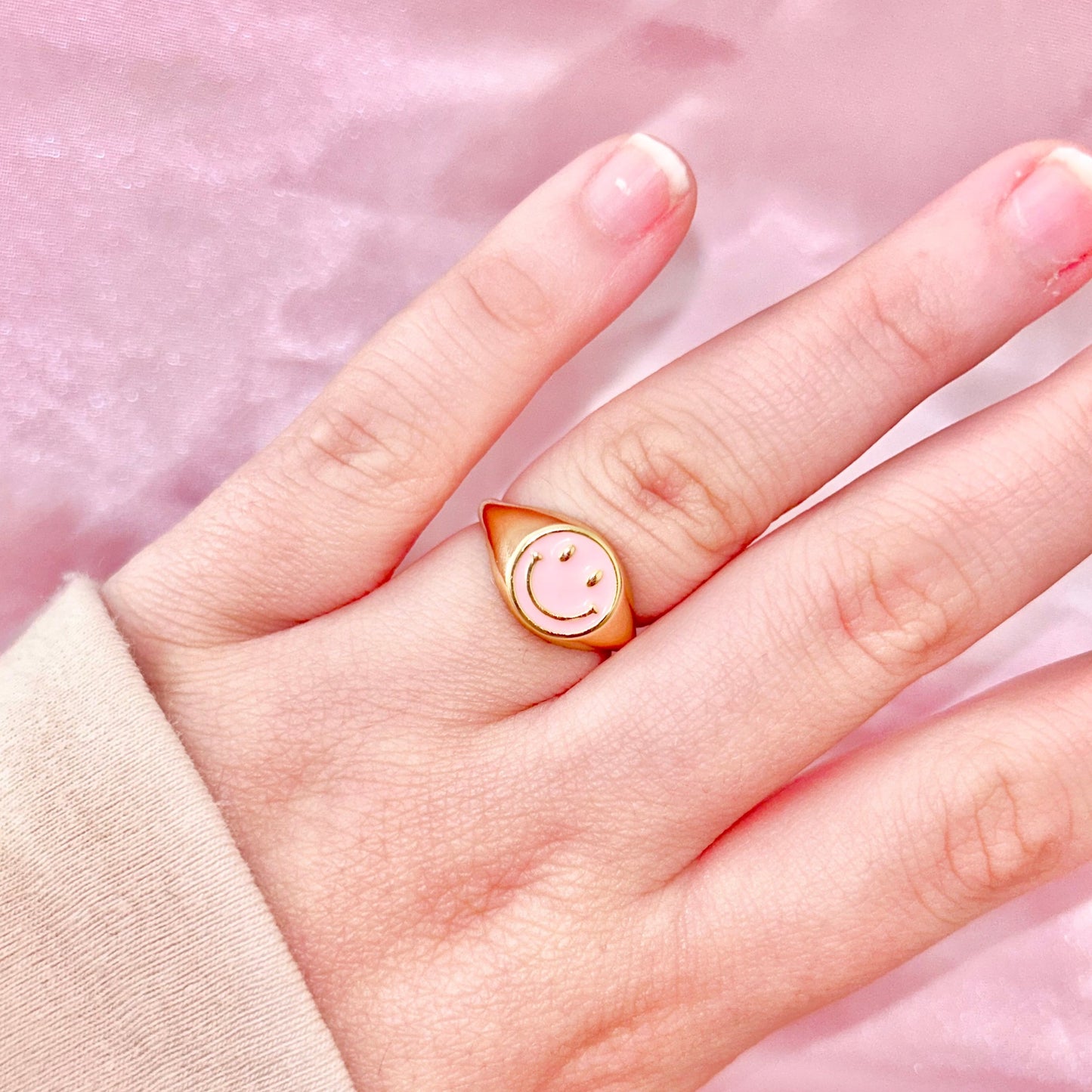 Pink Smiley Face Ring