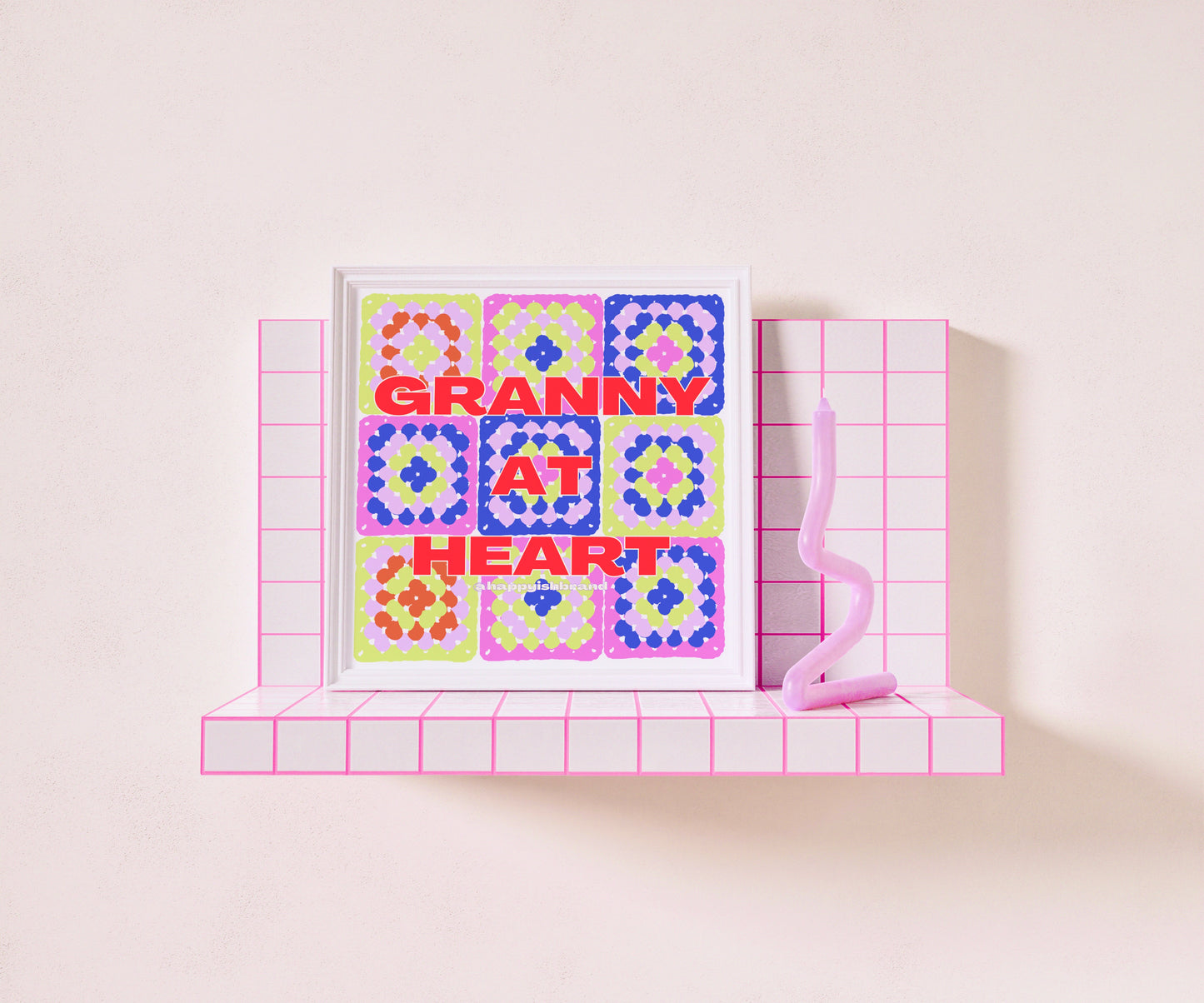 Granny at Heart - Crochet Granny Square 8x8" Art Print