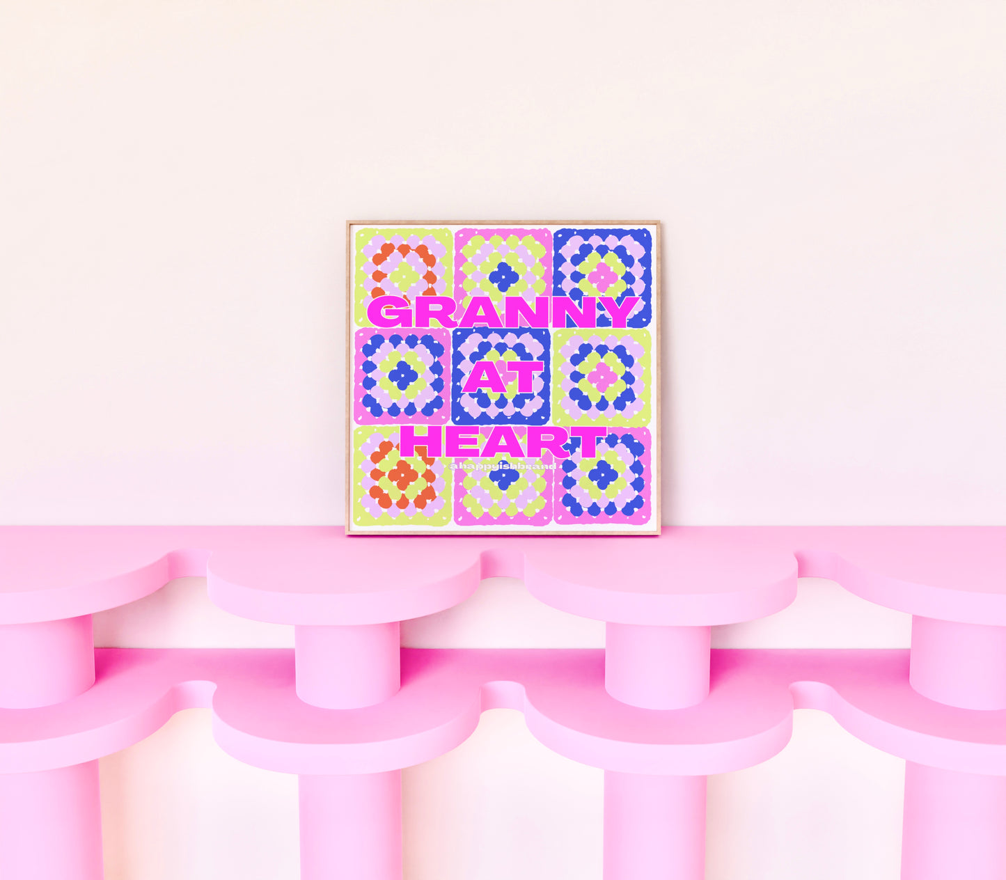 Granny at Heart - Crochet Granny Square 8x8" Art Print
