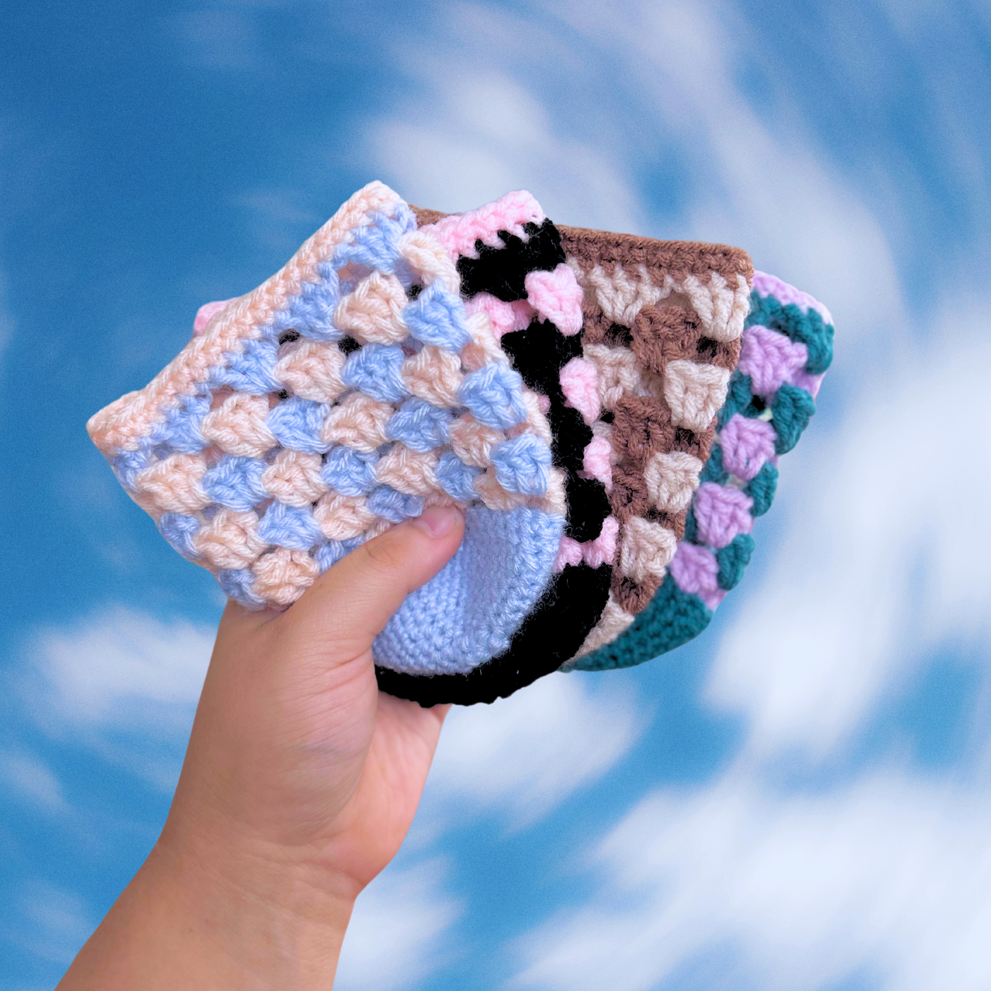 Crochet Iced Coffee Koozie (Black + Ballet Pink)