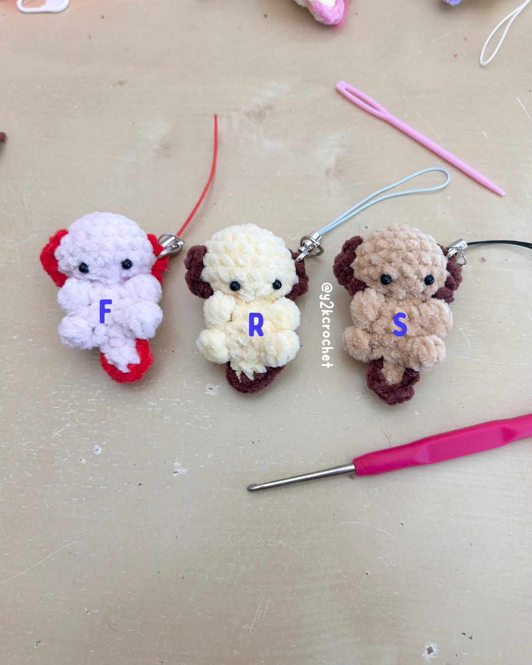 Crochet Axolotl Plushie Bag & Phone Charm