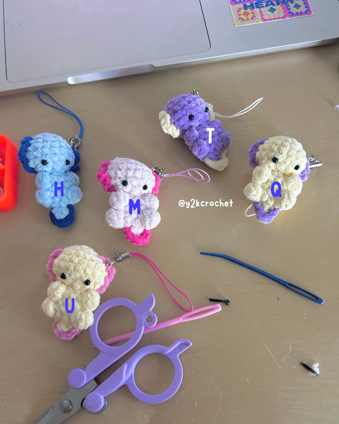 Crochet Axolotl Plushie Bag & Phone Charm
