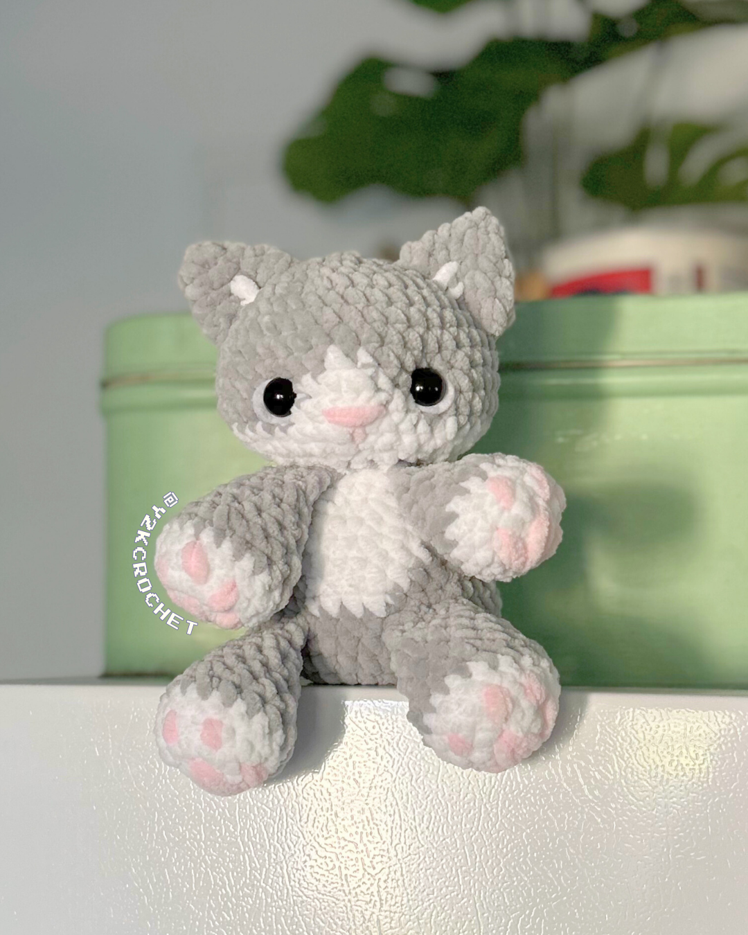 Gilbert the Baby Kitty Plushie - Crochet Gray Cat Plushie
