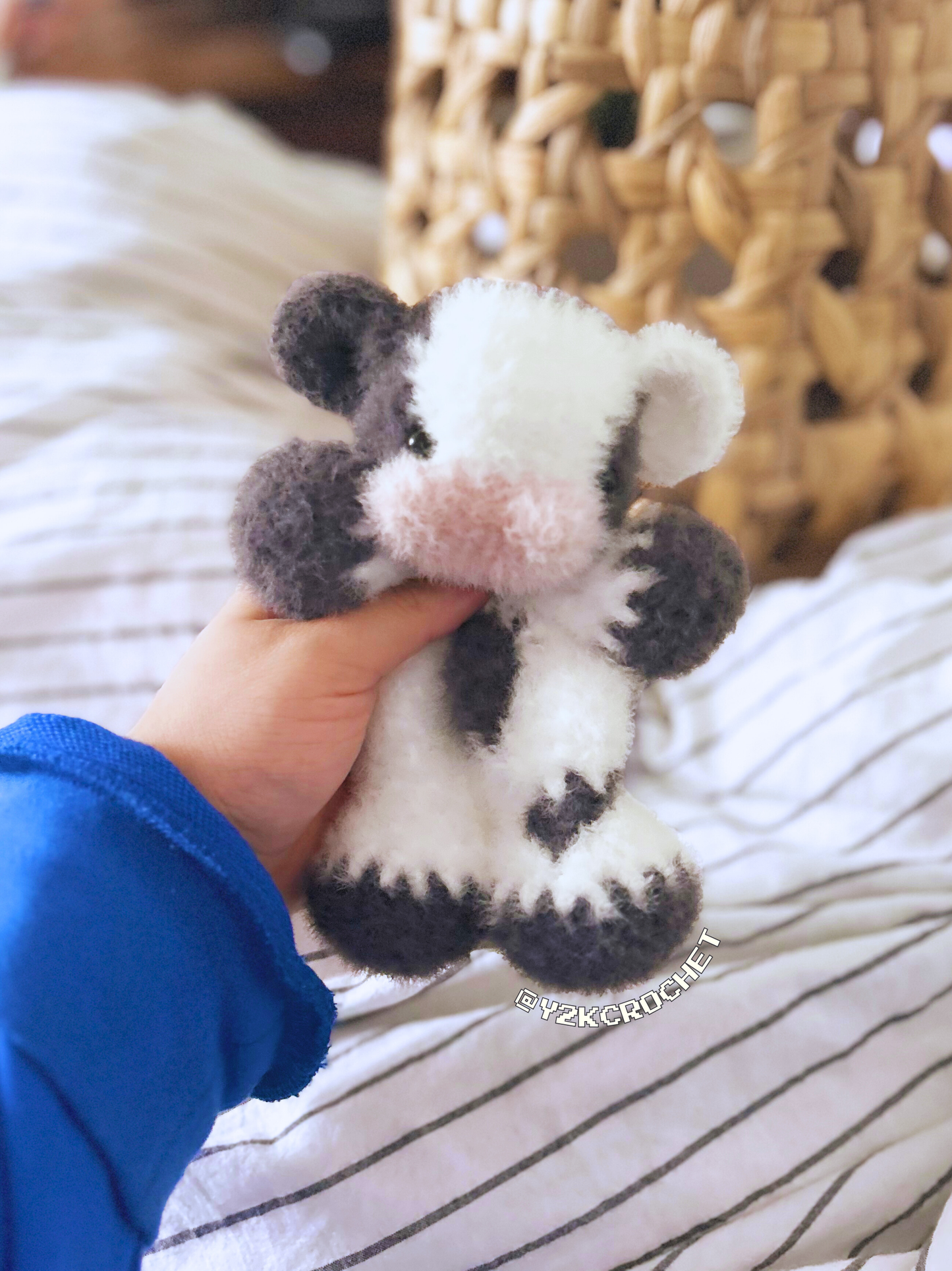 Calliope - Crochet Cow Calf - Handmade Fluffy Baby Cow Plushie