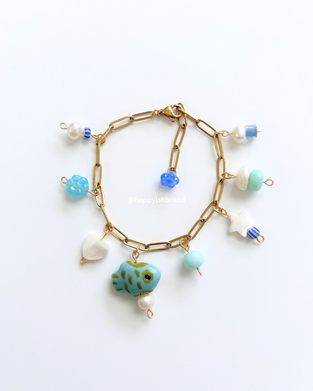 Coastal Sea Glass - Handmade Glass Bead Charm Bracelet