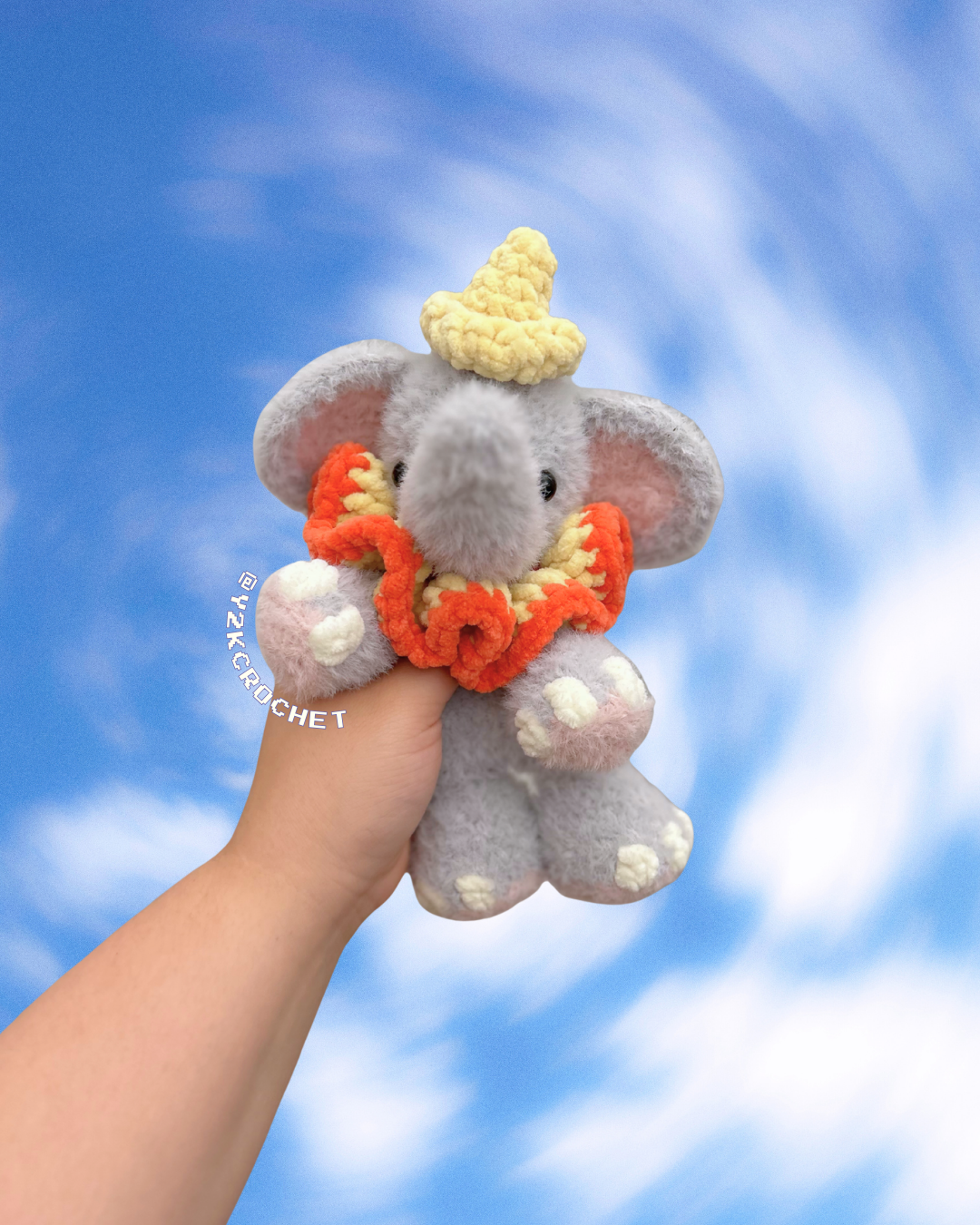 Dumbo the baby Elephant Plush - Made to Order Crochet Snuggler Plushie