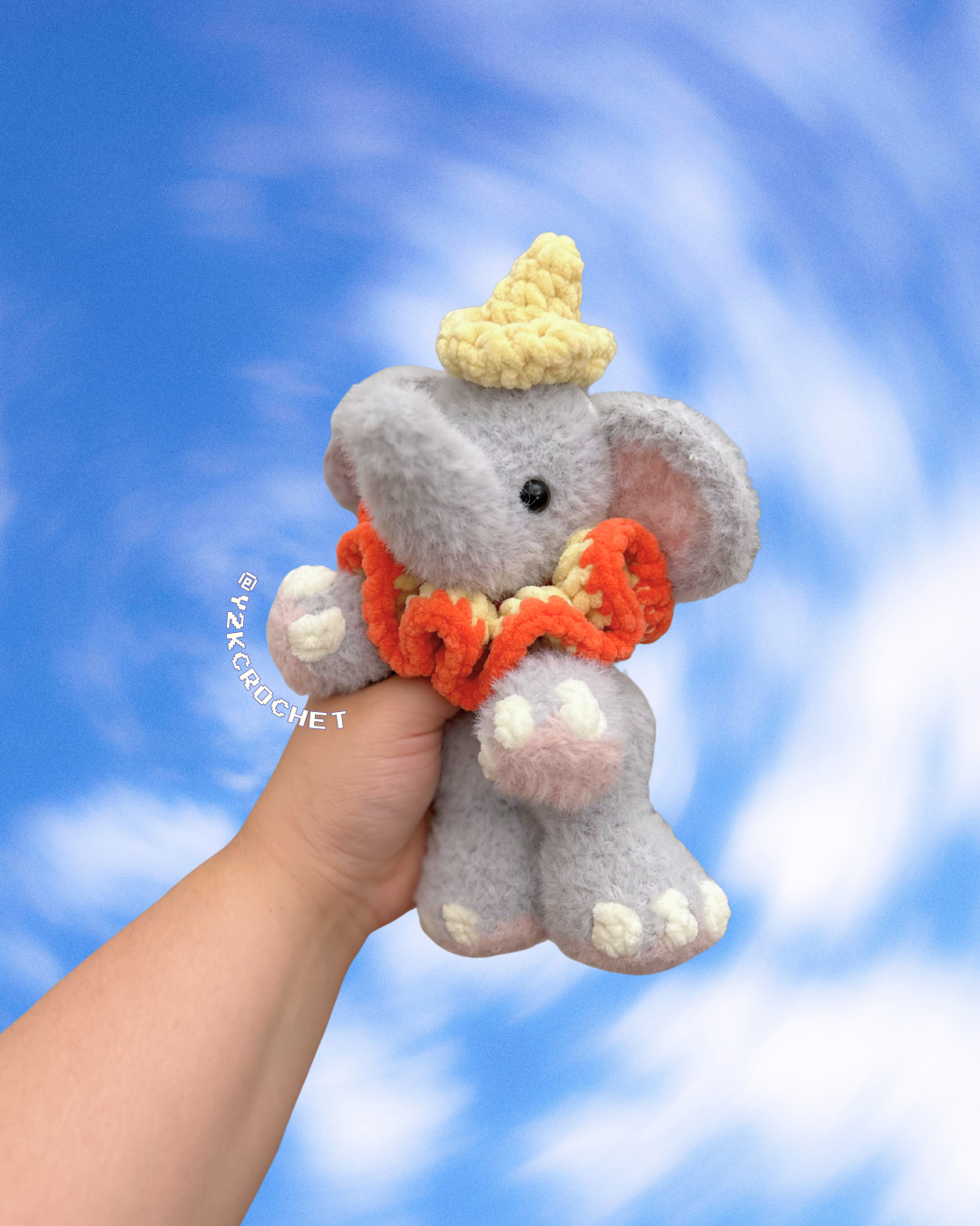 Dumbo the baby Elephant Plush - Made to Order Crochet Snuggler Plushie