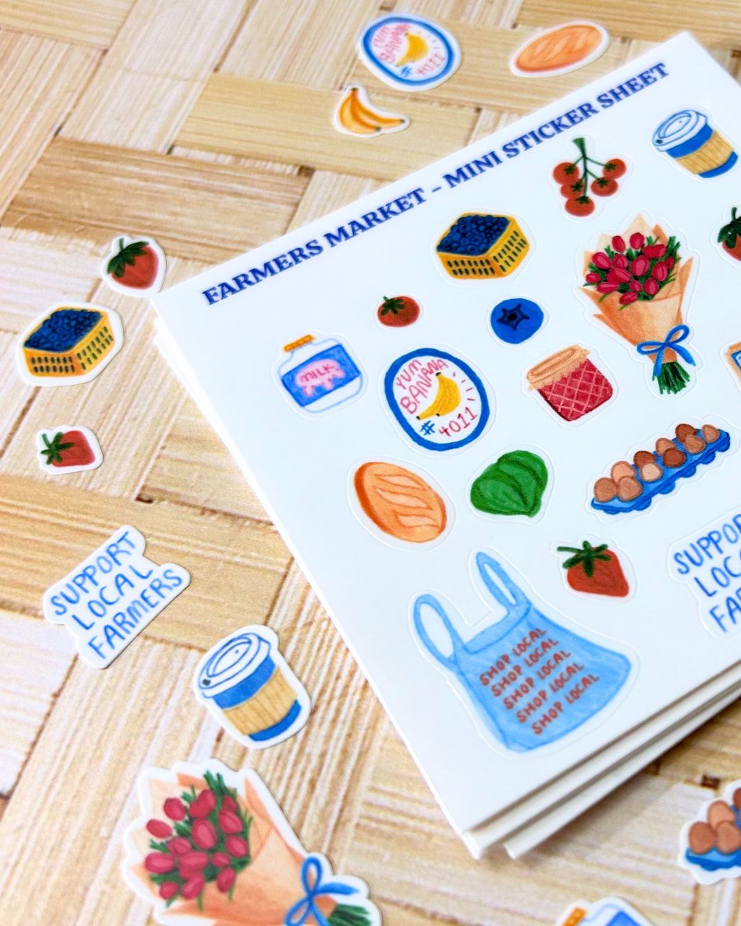 Farmer's Market Mini Sticker Sheet - Junk Journal / Planner Stickers