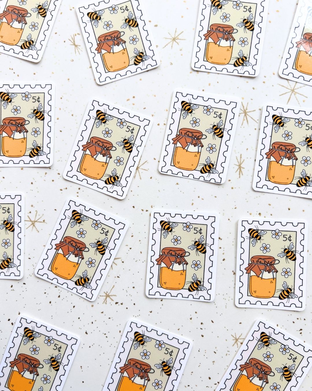 Honey Bee Postage Stamp - Homestead Beekeeping Sticker