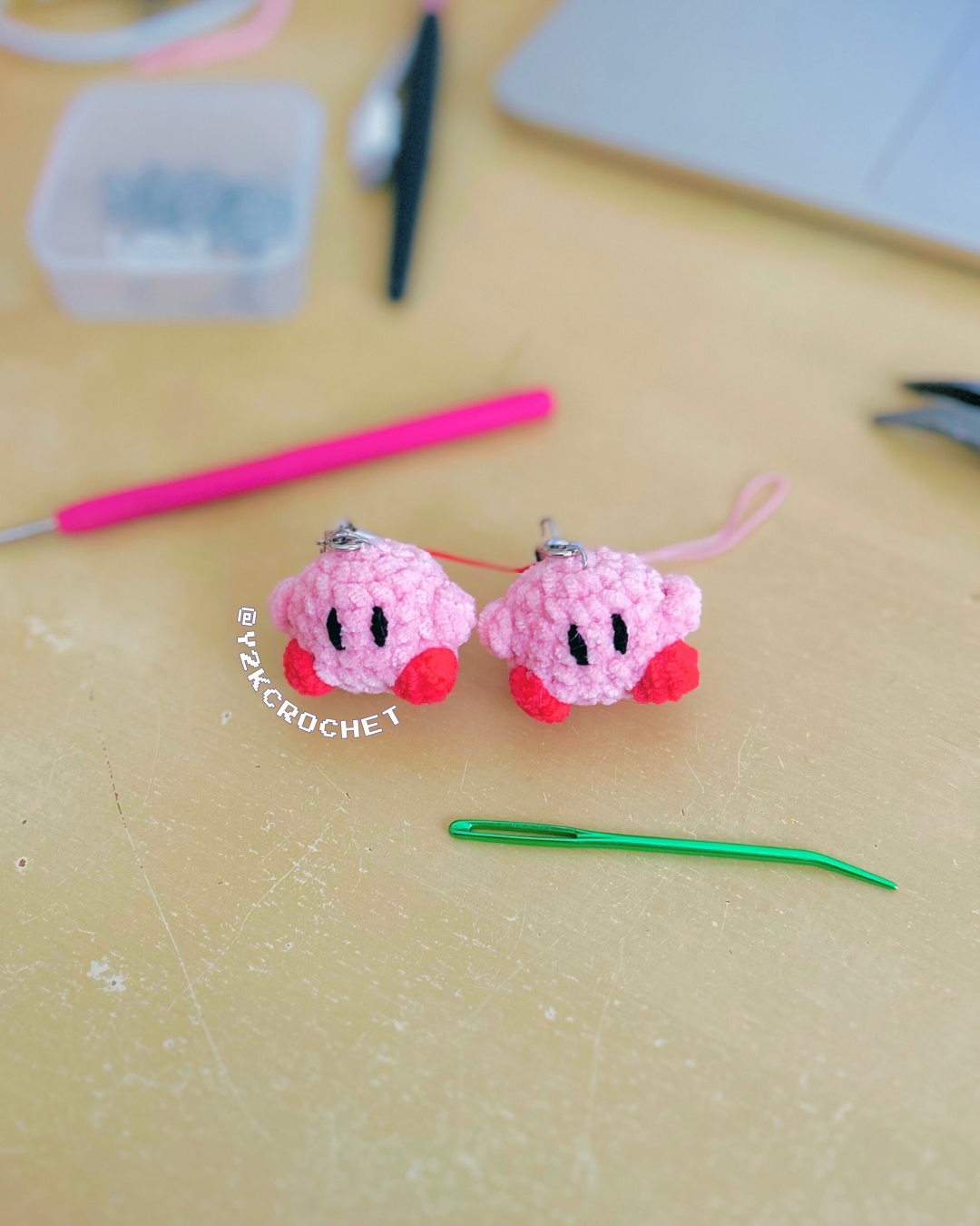 Crochet Kirby Plushie - Bag Charm / Phone Charm