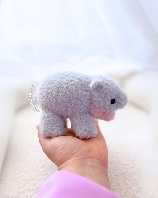 Moo Deng Plushie - Crochet Baby Pygmy Hippo