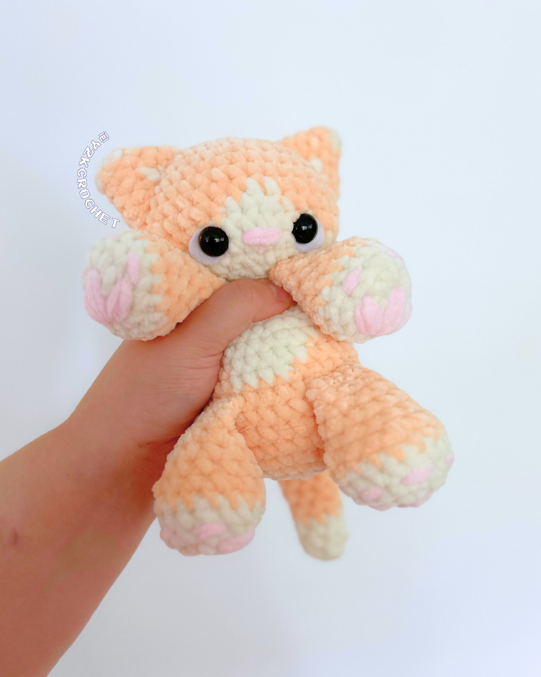 Oslo the Baby Kitty Plushie - Crochet Orange Tuxedo Cat Plushie